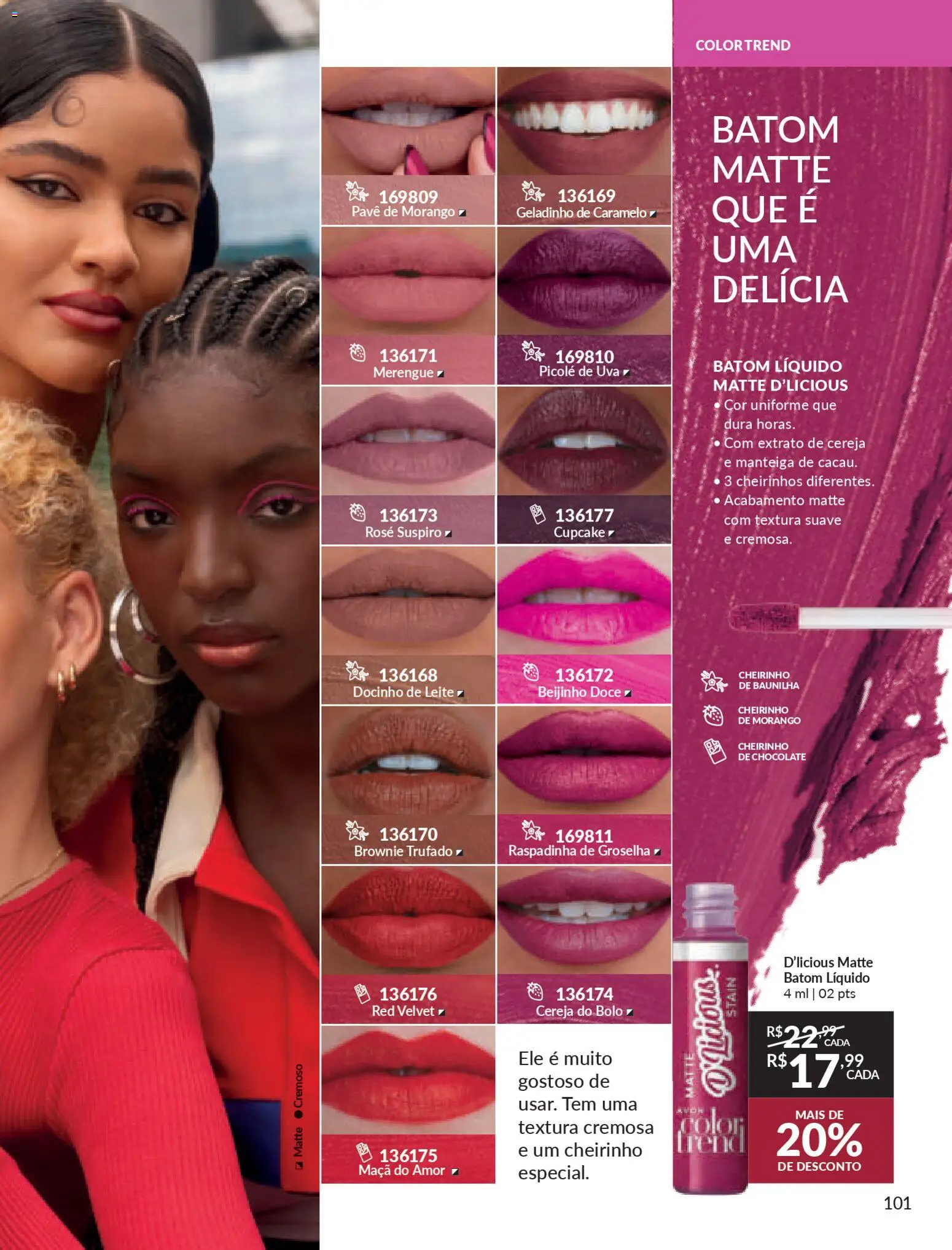 Avon Folheto - válido de 21.11.2025 | Página: 101 | Produtos: Cereja, Batom, Chocolate, Bolo