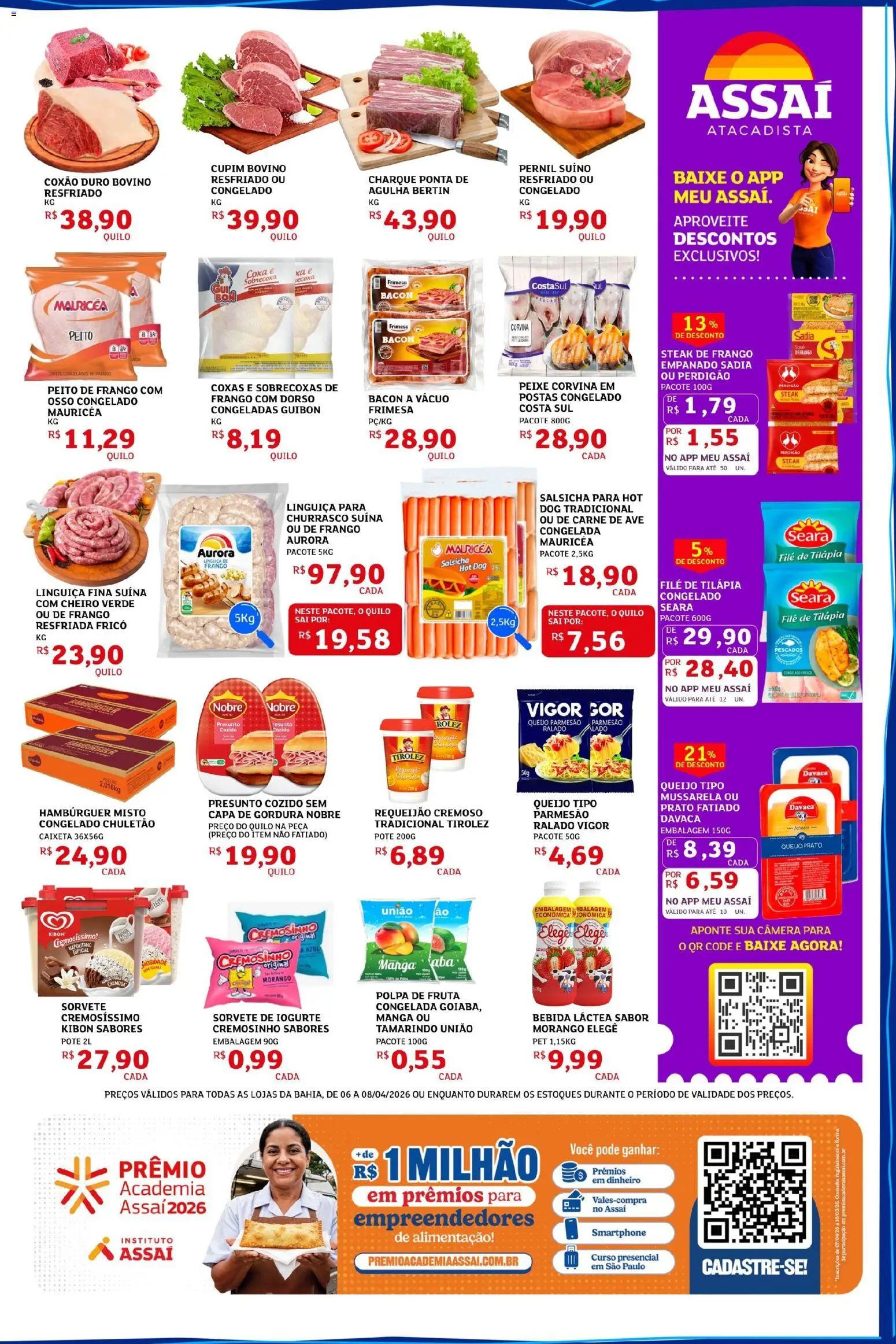 Assaí Atacadista Folheto - válido de 06.04.2026 | Página: 3 | Produtos: Parmesão, Smartphone, Requeijão, Filé de tilápia