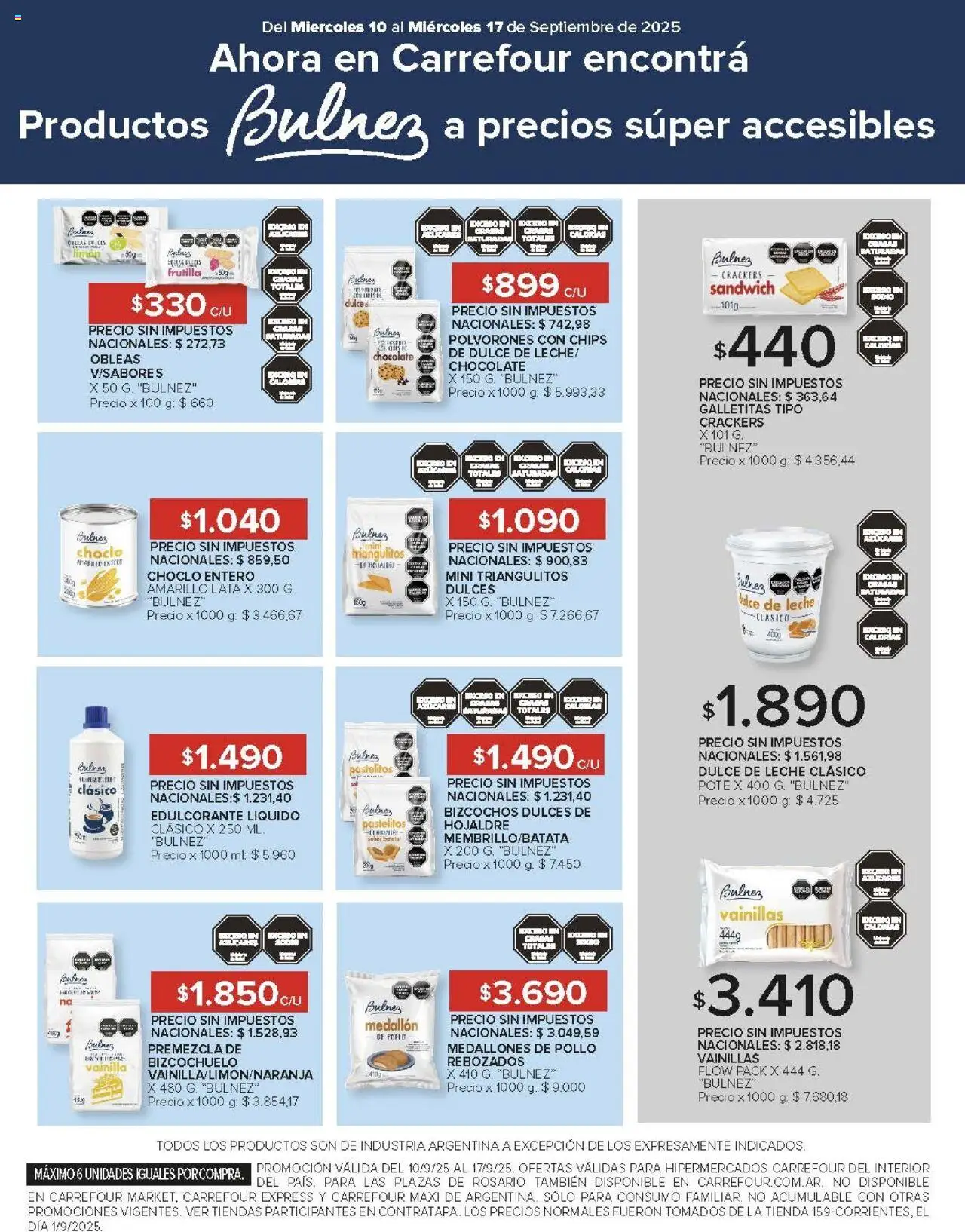 Carrefour ofertas - Salta │ válido desde el 10.09.2025 | Página: 12 | Productos: Choclo, Dulce de leche, Limón, Bizcochos