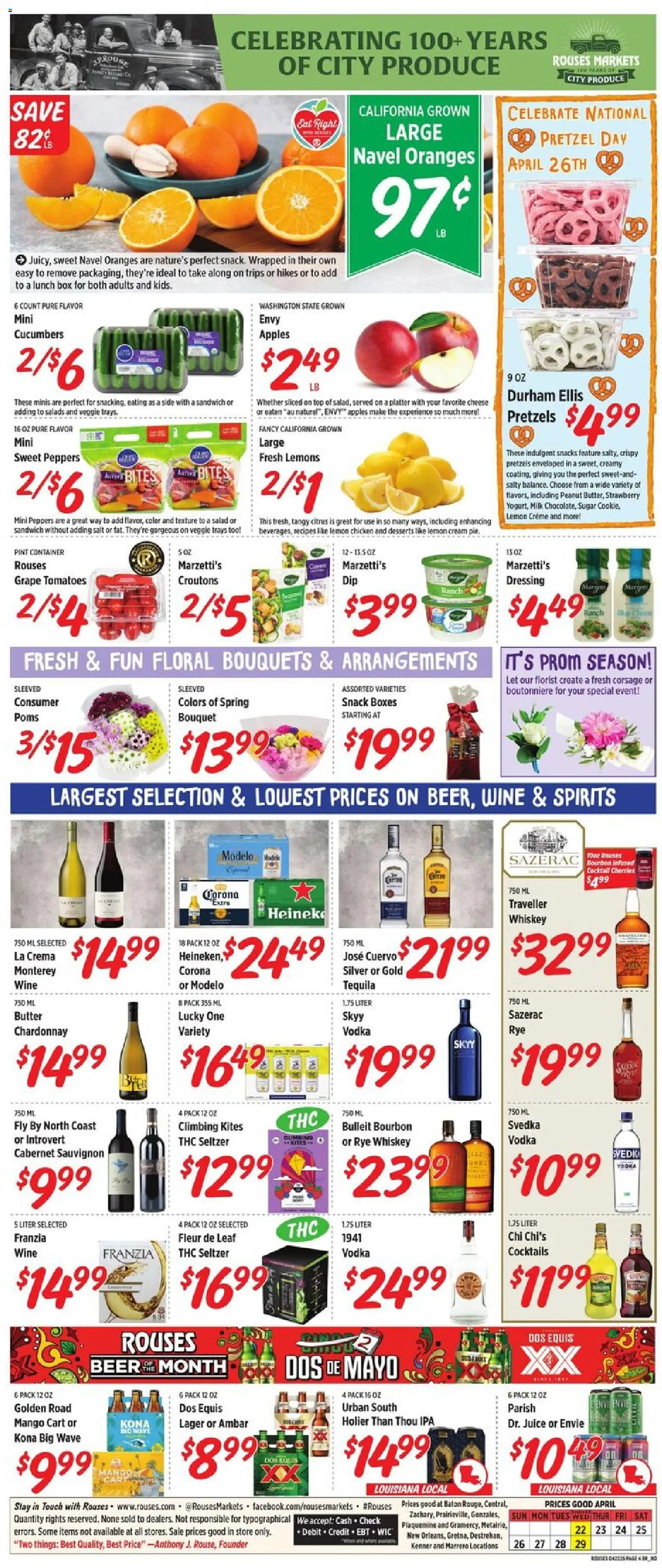 Rouses Weekly Ad - LA - valid from 22.04.2026 | Page: 8 | Products: Cheese, Apples, Tomatoes, Whiskey