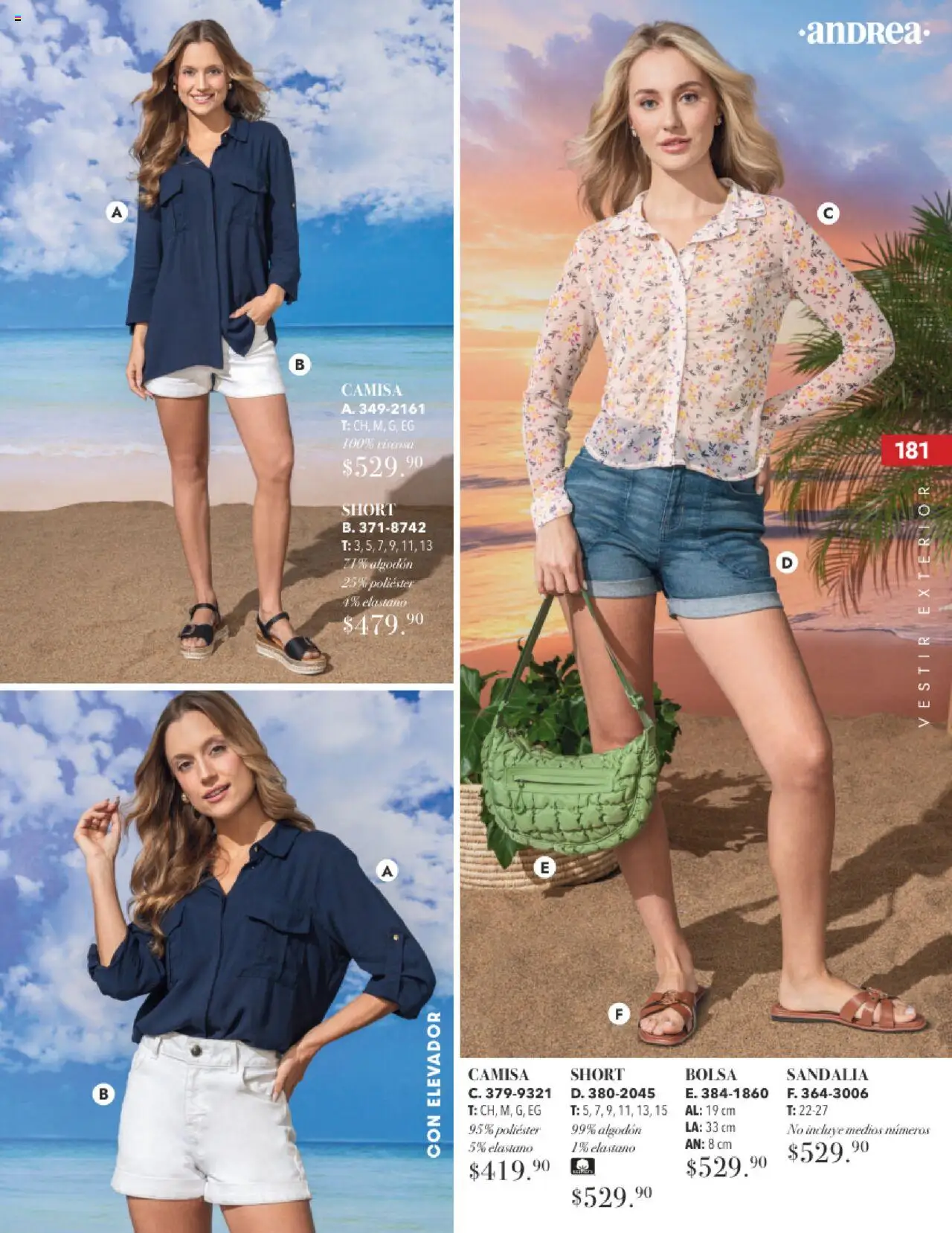 Nuevas ofertas de Andrea válidas en toda la República Mexicana desde el 17.08.2025. ¡Encuentra las mejores ofertas en Andrea - Catálogo Tropical Otoño / Invierno! | Página: 181 | Productos: Bolsa, Camisa, Algodón, Short