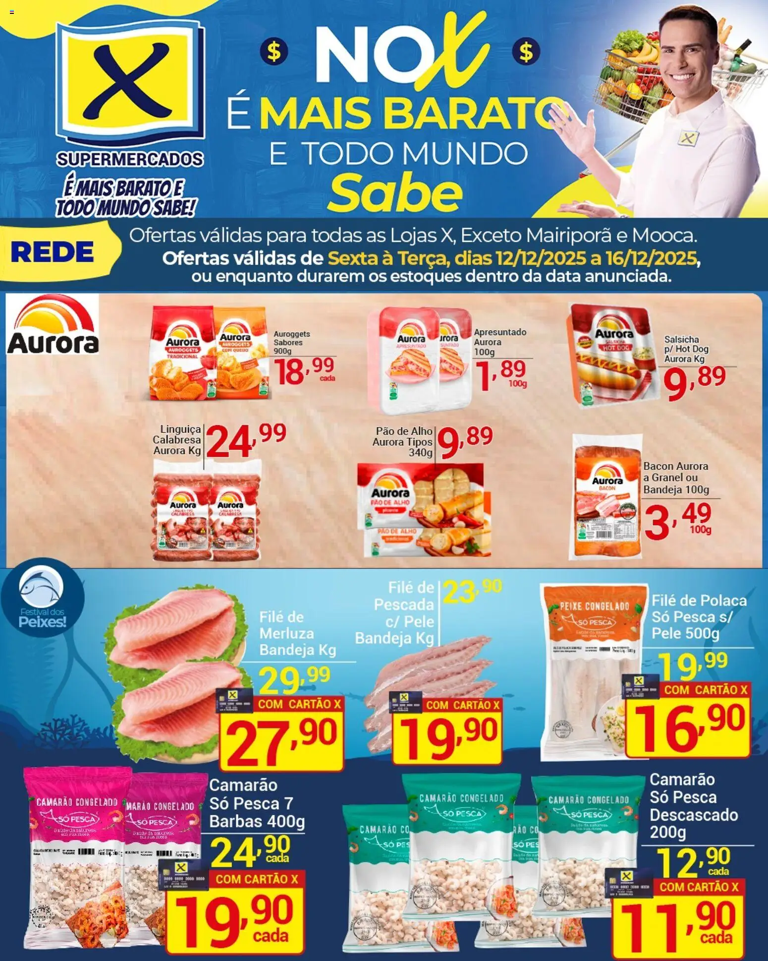 X Supermercados Folheto - válido de 12.12.2025 | Página: 4 | Produtos: Linguiça, Camarão, Peixe, Bandeja