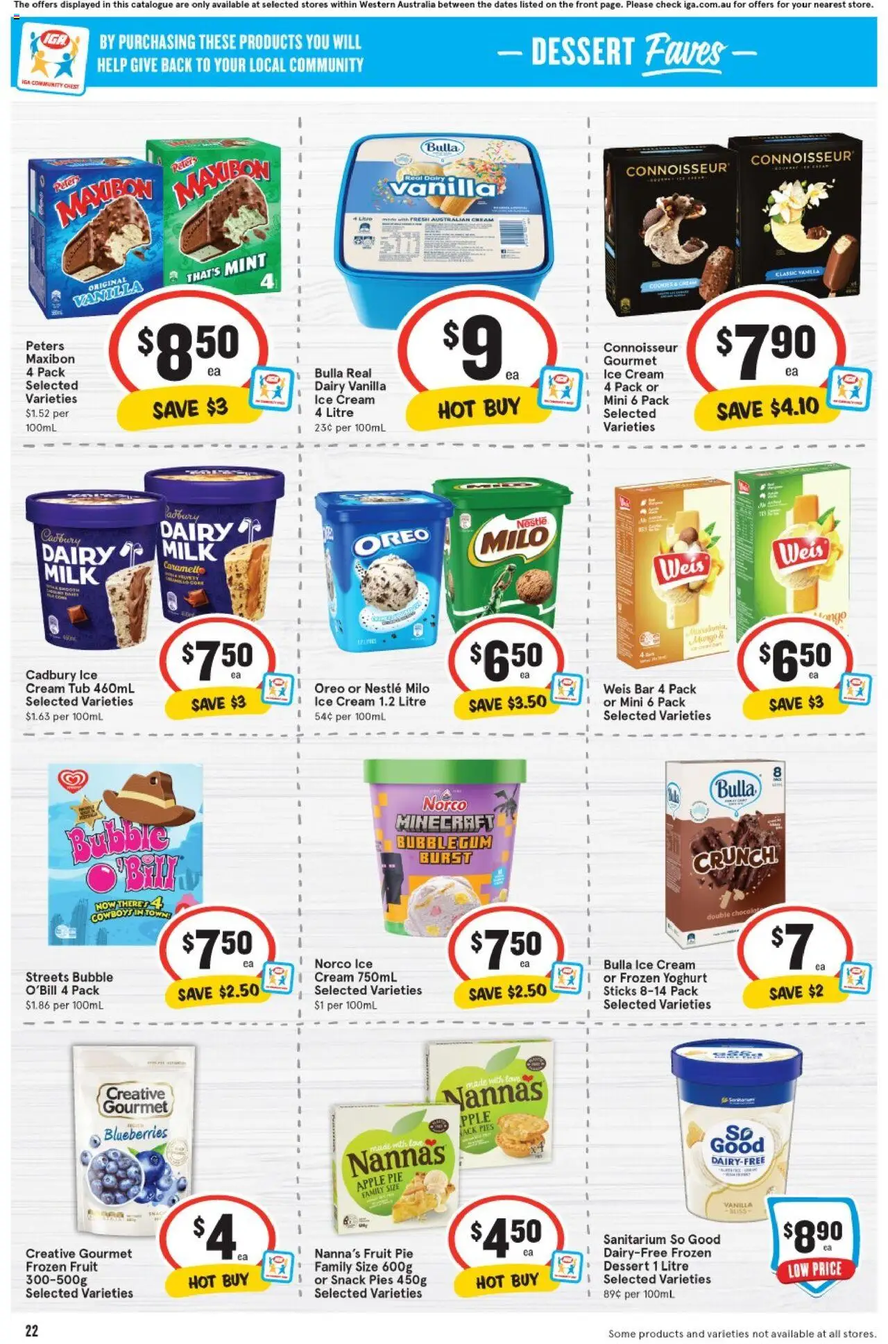 IGA catalogue - valid from 06.08.2025 | Page: 22 | Products: Dairy, Yoghurt, Ice cream, Pies