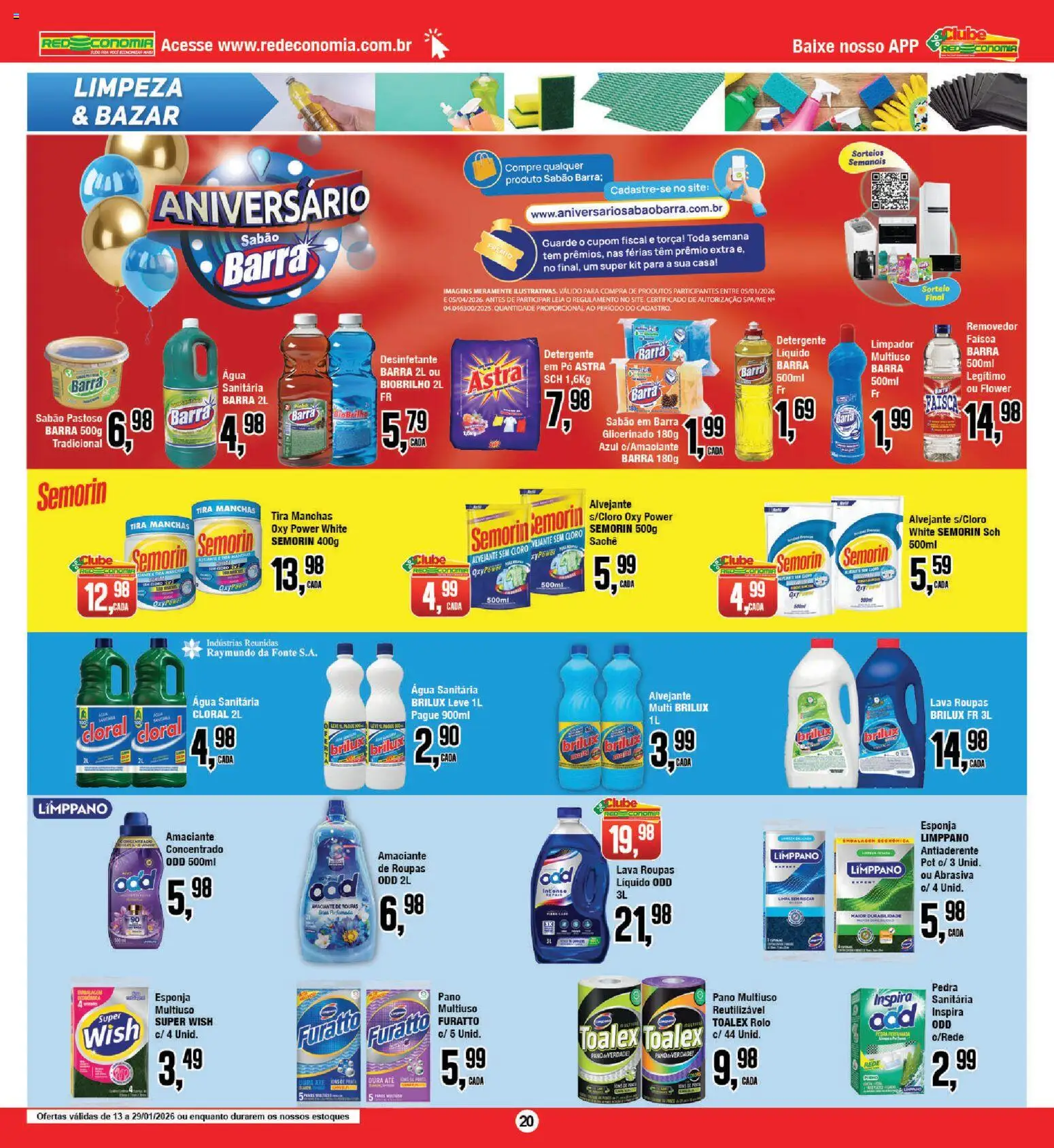 RedEconomia Folheto - válido de 12.01.2026 | Página: 20 | Produtos: Cloro, Tira manchas, Roupas, Água sanitária