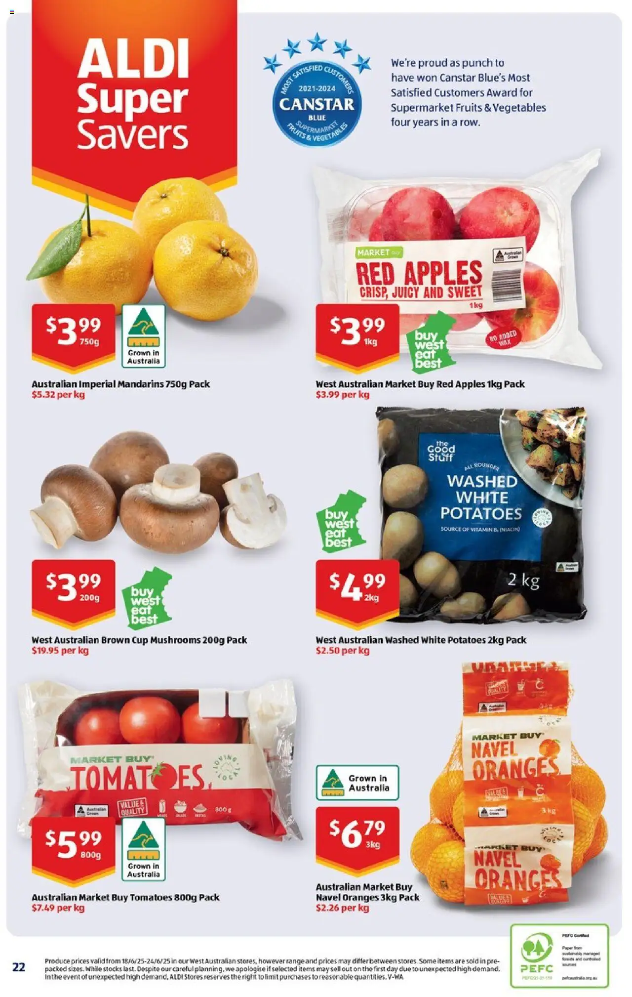Aldi catalogue - valid from 25.06.2025 | Page: 34 | Products: Mandarins, Vegetables, Fruits, Vitamin