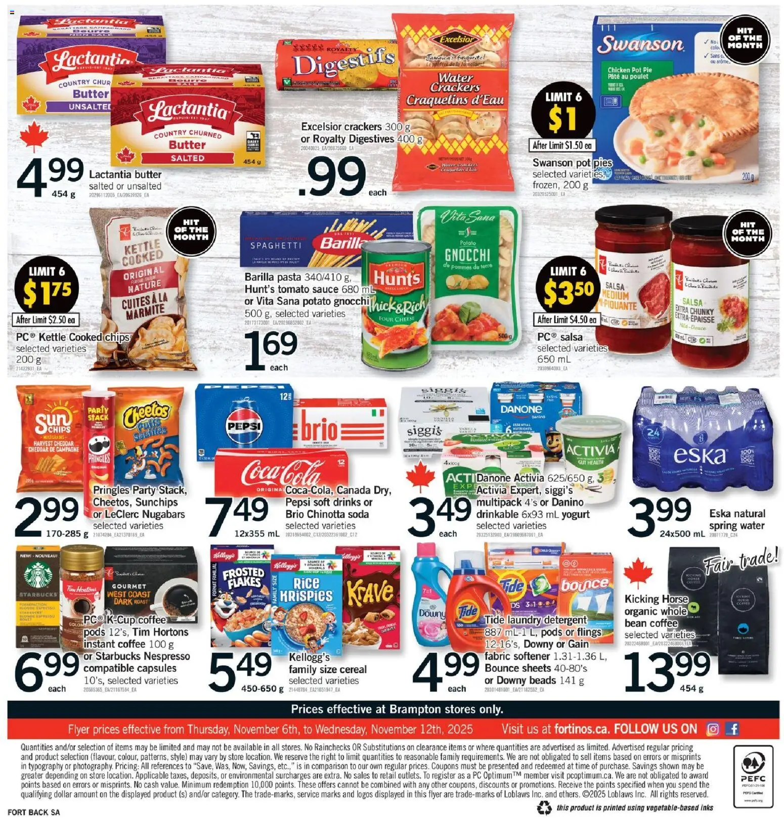 Fortinos flyer valid from 06.11.2025 | Page: 2 | Products: Rice, Flakes, Butter, Chicken