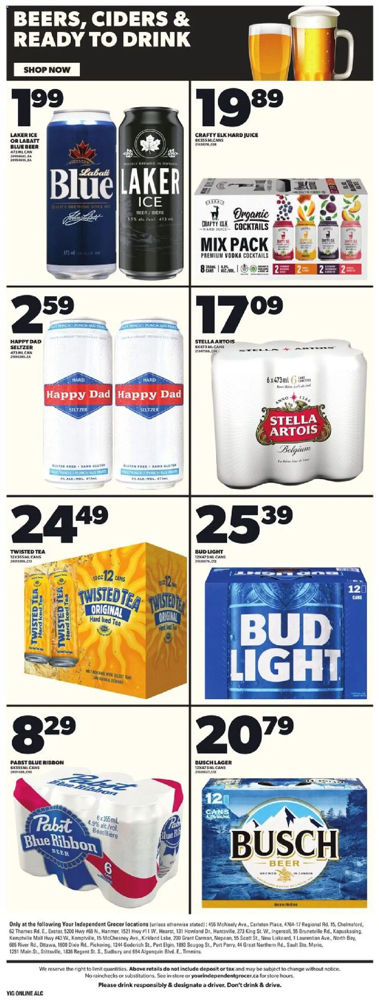 Independent Grocer flyer valid from 18.09.2025 | Page: 17 | Products: Tea, Juice, Beer, Suit