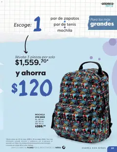 Vista previa de Andrea catálogo Colegial , nuevo folleto de la tienda, válido en México a partir del 25.05.2025 | Página: 59 | Productos: Tenis, Zapatos, Mochila