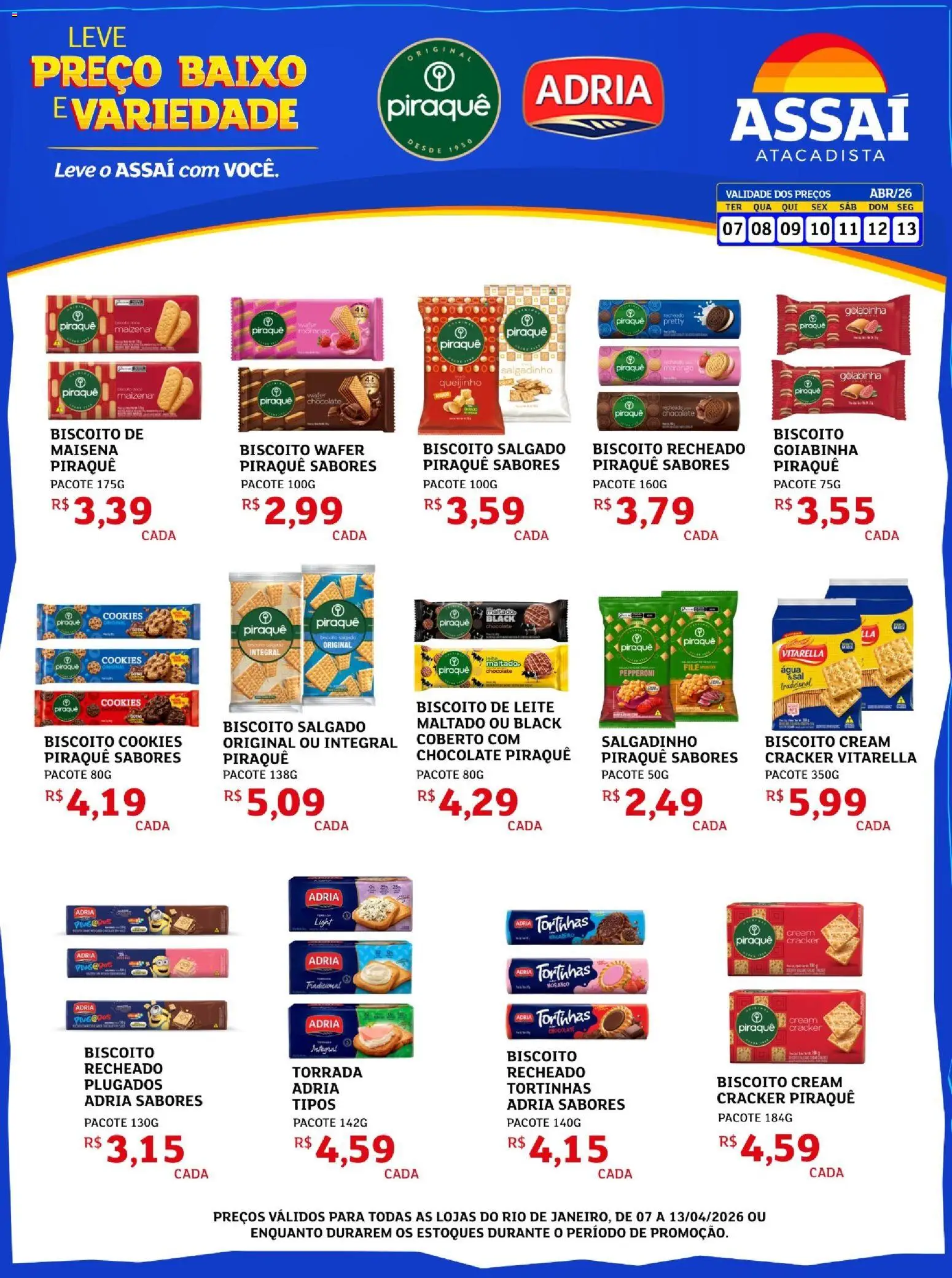 Assaí Atacadista Folheto - válido de 07.04.2026 | Página: 1 | Produtos: Chocolate, Baixo, Cookies, Cream cracker
