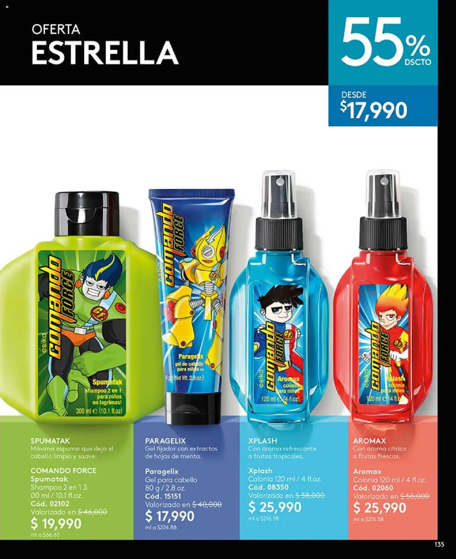Ésika revista - valida desde el 13.03.2026 | Página: 135 | Productos: Espuma, Fijador, Shampoo