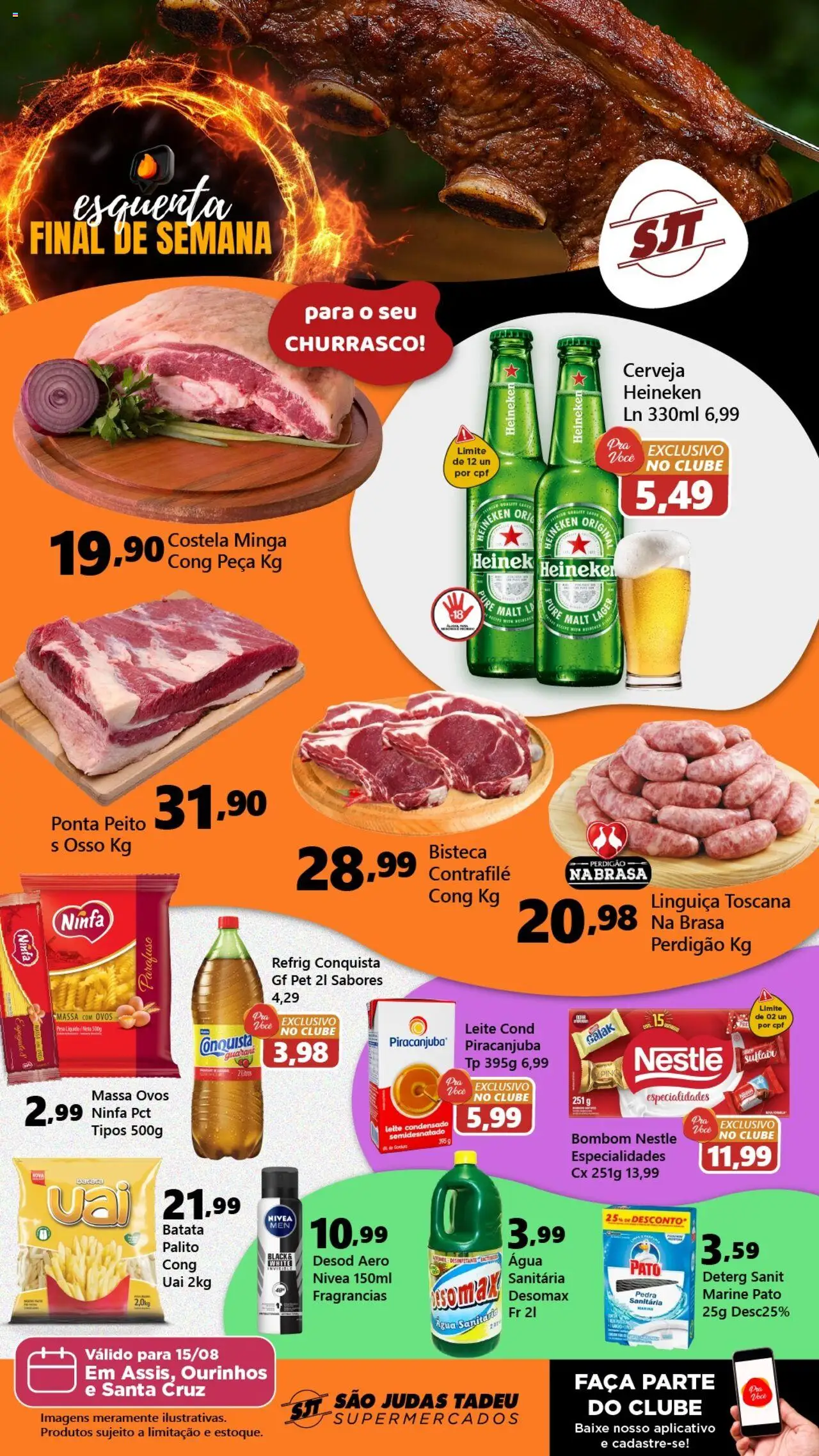 São Judas Tadeu Folheto - válido de 15.08.2025 | Página: 1 | Produtos: Linguiça, Leite, Cerveja, Leite condensado