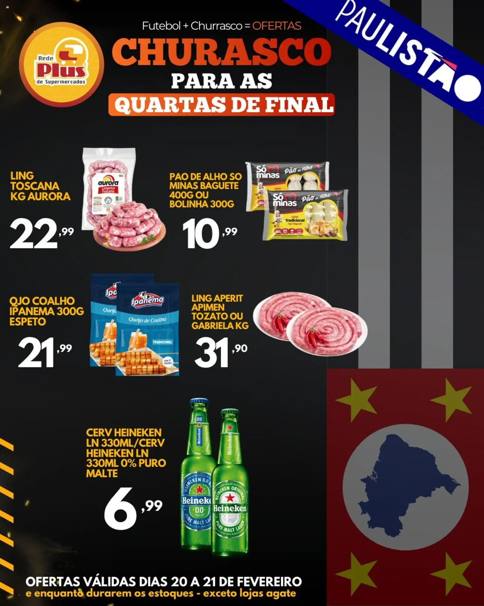 Rede Plus Supermercados Folheto - válido de 20.02.2026 | Página: 2 | Produtos: Alho, Linguiça, Queijo, Pão