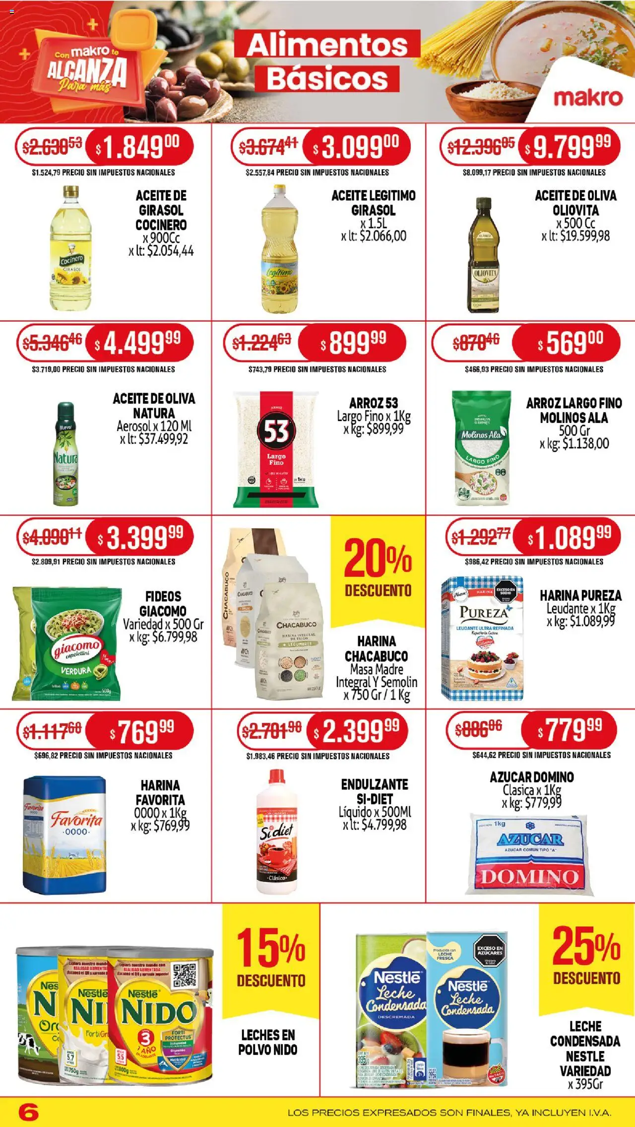 Makro ofertas │ válido desde el 05.06.2025 | Página: 6 | Productos: Harina, Aceite, Oliva, Leche