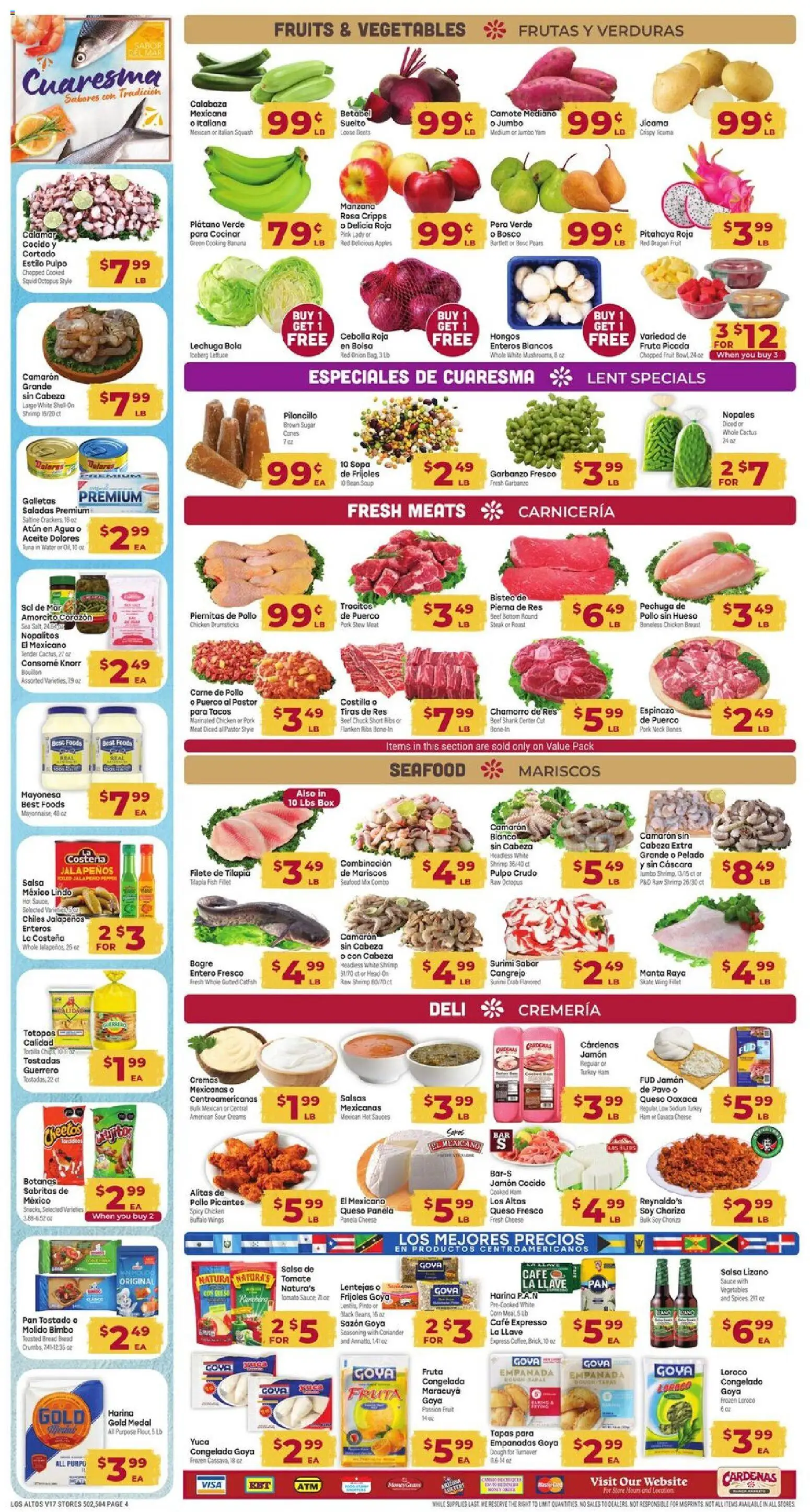 Cardenas Weekly Ad - AZ - valid from 11.03.2026 | Page: 4 | Products: Pan, Cheese, Fruits, Onion