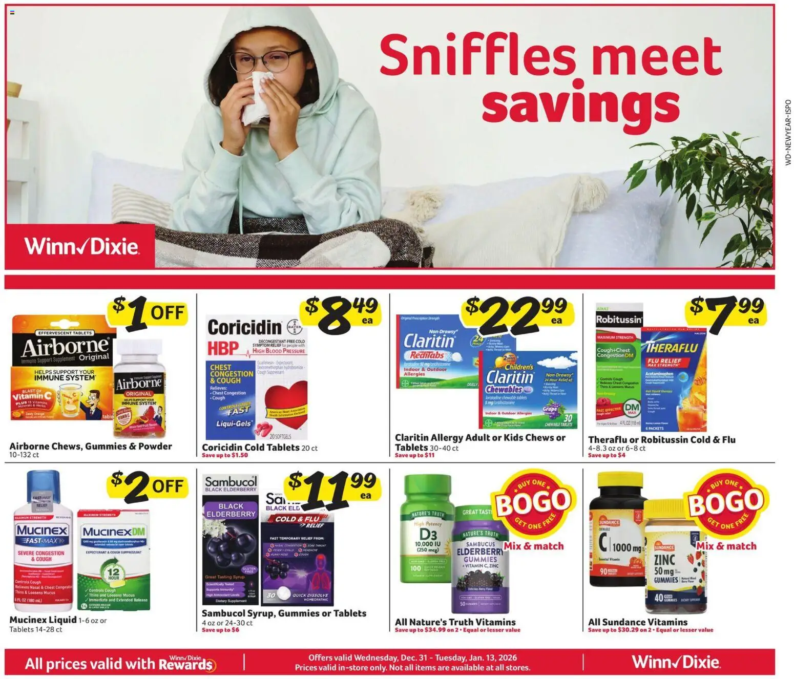 Winn Dixie In-Store Flyer - valid from 31.12.2025 | Page: 4 | Products: Vitamin, Zinc, Couch, Table