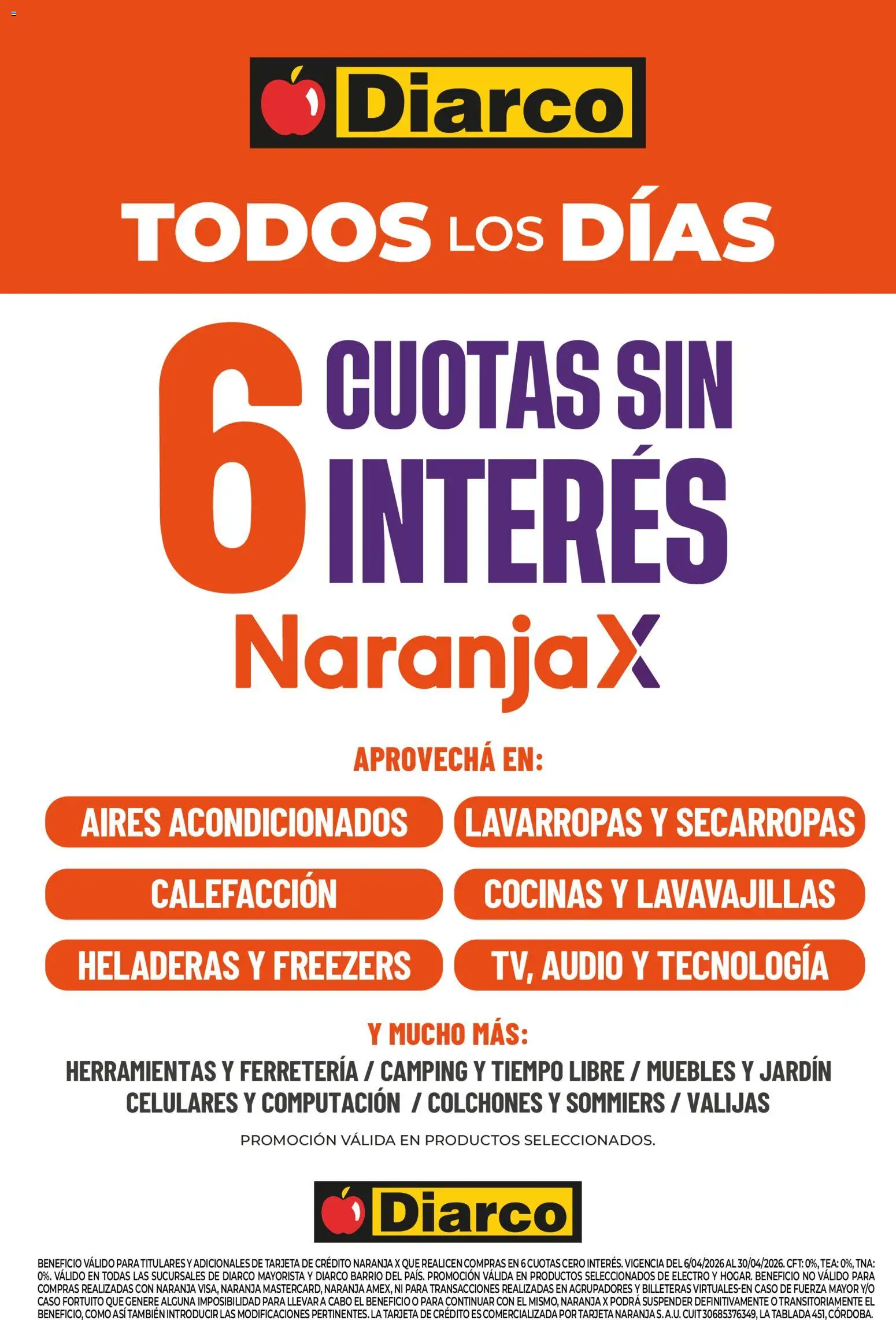 Diarco - 6 Cuotas Naranjax │ válido desde el 14.04.2026 | Página: 1
