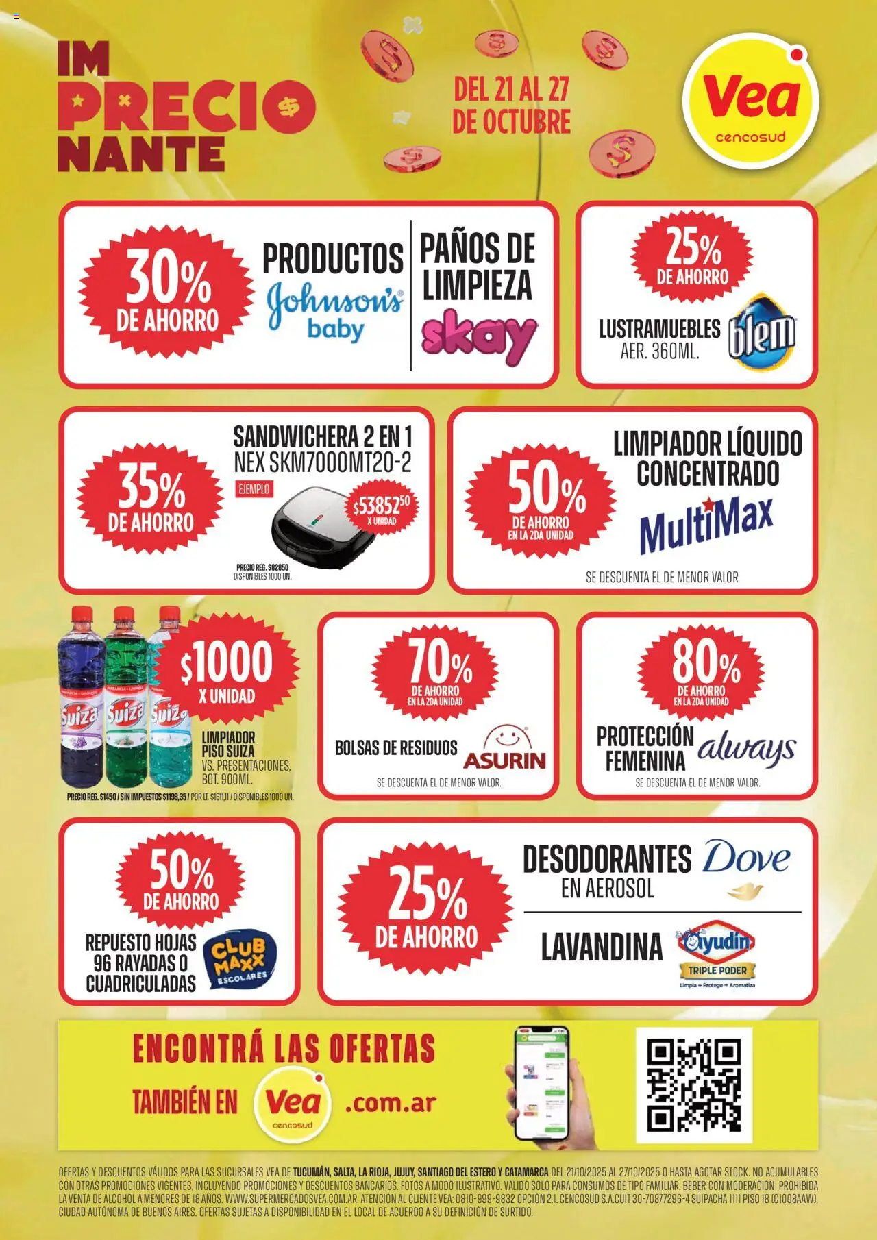Vea ofertas │ válido desde el 21.10.2025 | Página: 7 | Productos: Lustramuebles, Lavandina, Sandwichera, Limpiador