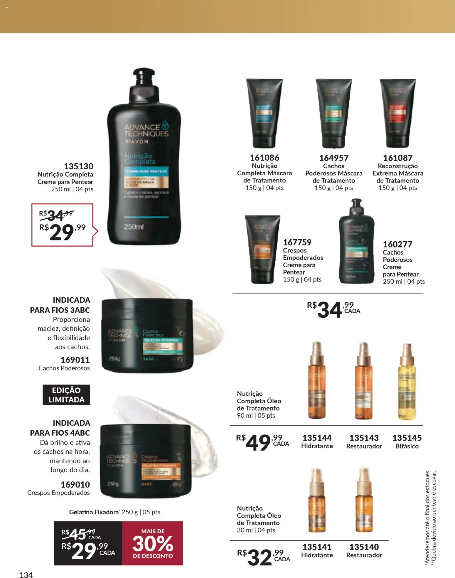 Avon Folheto - válido de 06.01.2026 | Página: 134 | Produtos: Óleo, Creme, Creme para pentear, Gelatina