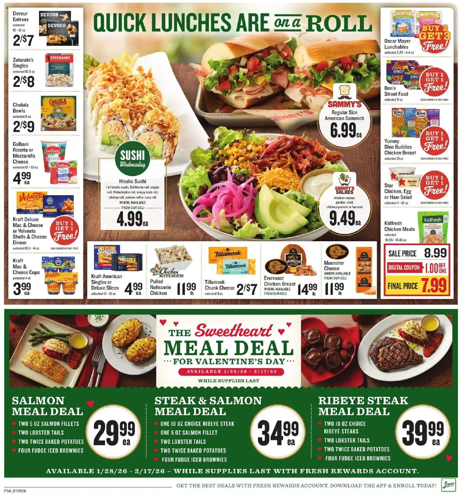 Lowes Foods Weekly Ad - valid from 28.01.2026 | Page: 7 | Products: Cheese, Ham, Salad, Potatoes