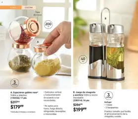 Vista previa de Juego de vinagreta y aceitera, Vidrio y acero inoxidable. 3 piezas. Incluye: 1 Base, 2 Recipientes. Práctico tamaño que facilita el almacenamiento de tu vinagreta y aceite., nuevo folleto de la tienda, válido en México a partir del 10.01.2026 | Página: 54