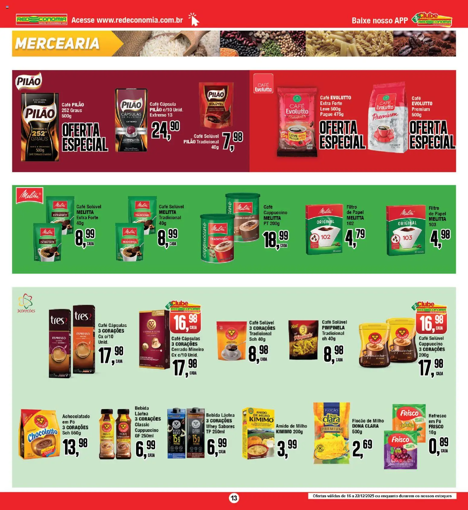 RedEconomia Folheto - válido de 16.12.2025 | Página: 13 | Produtos: Frisco, Amido de milho, Café, Bebida
