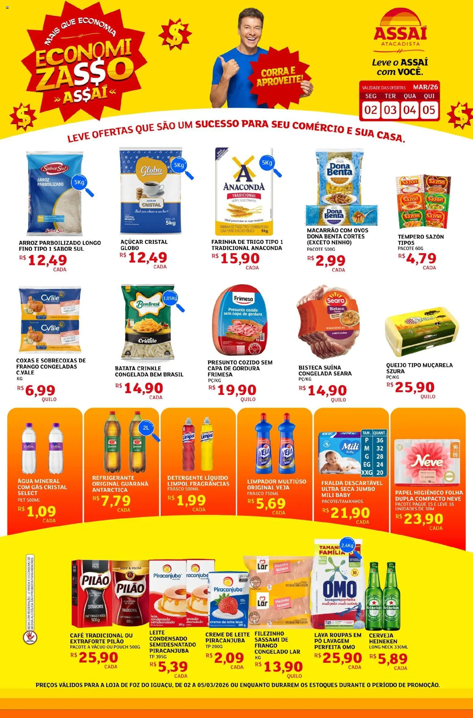 Assaí Atacadista Folheto - válido de 02.03.2026 | Página: 1 | Produtos: Guaraná, Ovos, Presunto, Refrigerante