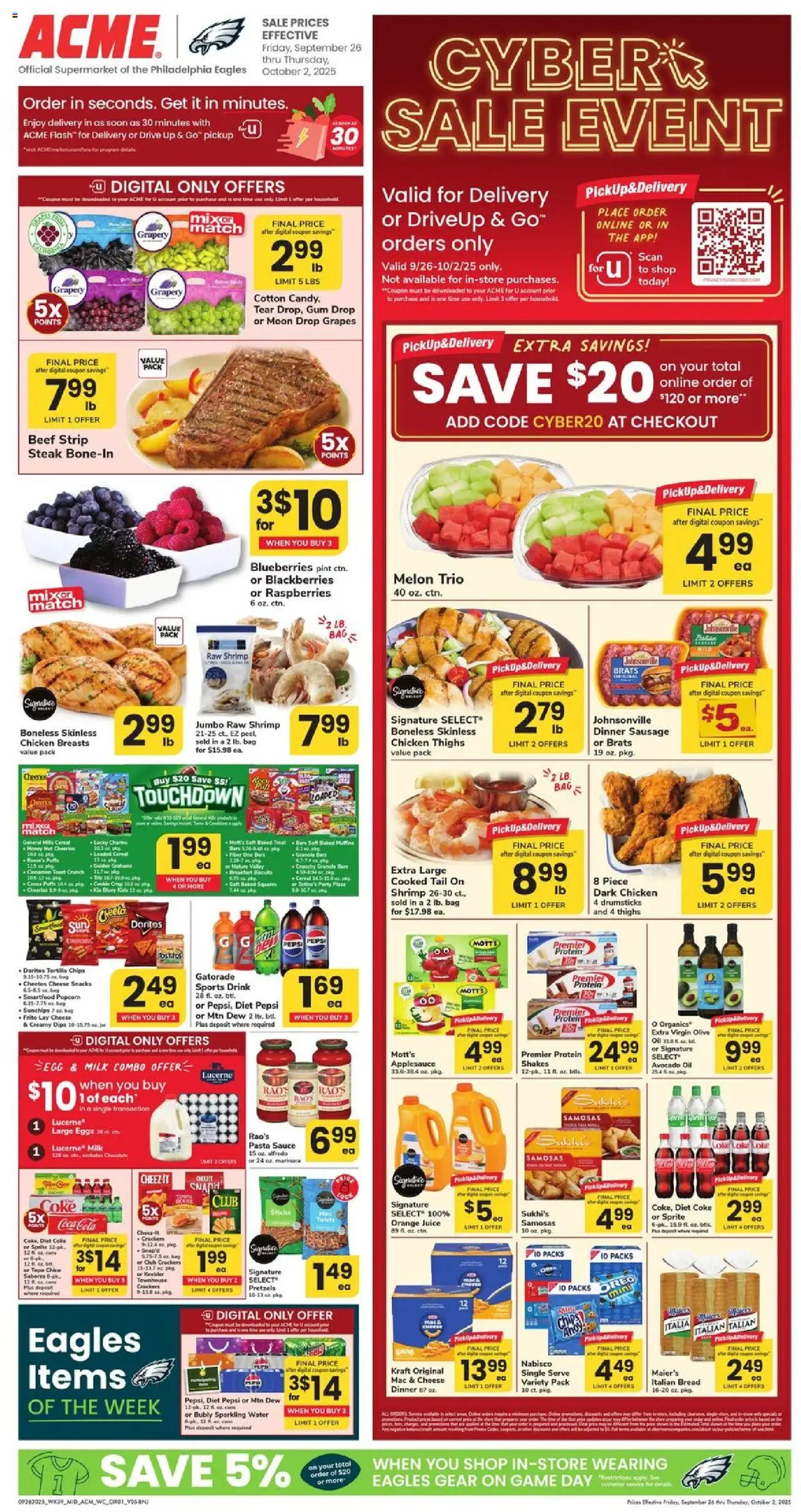 Acme Weekly Ad - NJ - valid from 26.09.2025 | Page: 1 | Products: Eggs, Pizza, Juice, Beef
