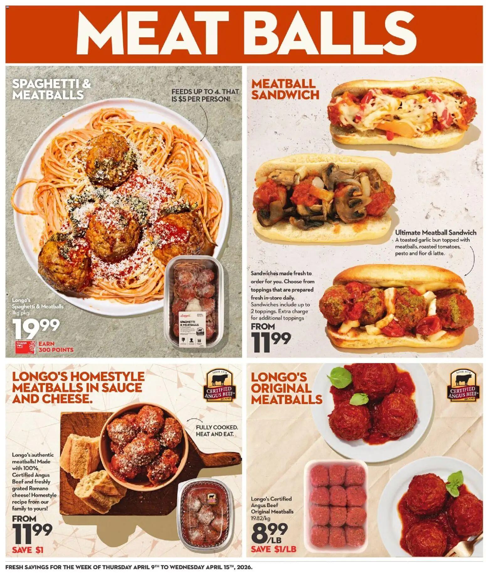 Longo's flyer valid from 09.04.2026 | Page: 10 | Products: Beef, Cheese