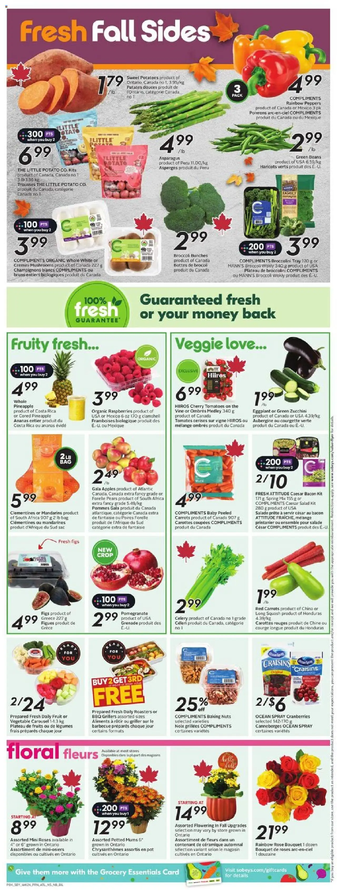 Sobeys flyer valid from 09.10.2025 | Page: 7 | Products: Pineapple, Salad, Potatoes, Apples