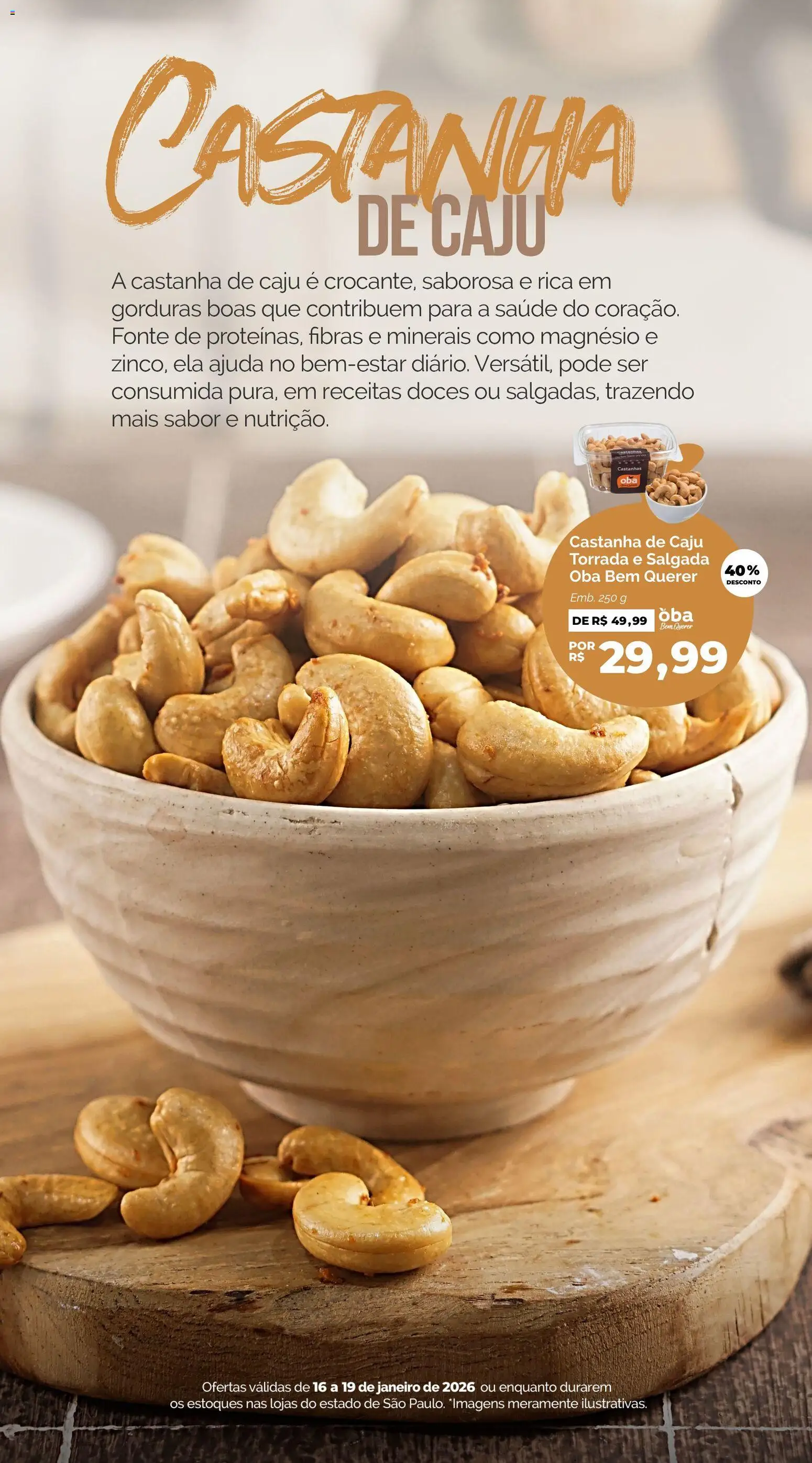 Oba Hortifruti Folheto - válido de 16.01.2026 | Página: 3 | Produtos: Caju, Castanhas, Castanha de caju, Doces