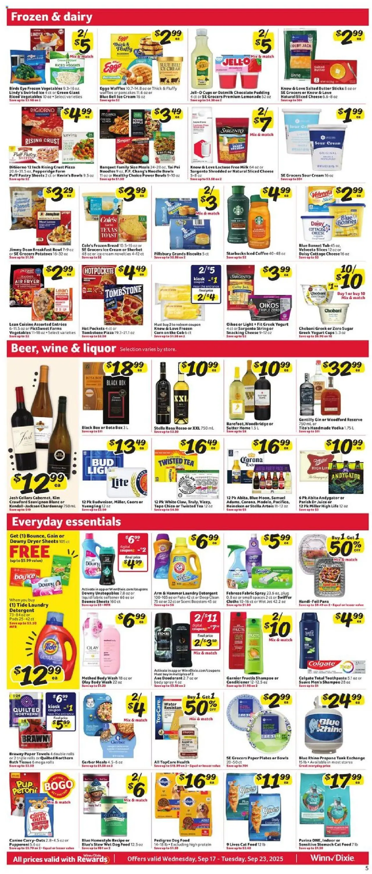 Winn Dixie Weekly Circular - LA - valid from 17.09.2025 | Page: 7 | Products: Axe, Milk, Yogurt, Wine