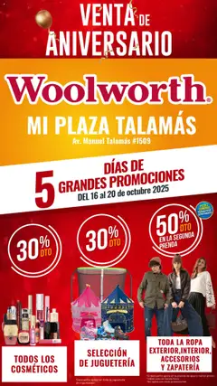 Vista previa de Del Sol y Woolworth - Aniversario Apertura Woolworth Talamás, nuevo folleto de la tienda, válido en México a partir del 16.10.2025