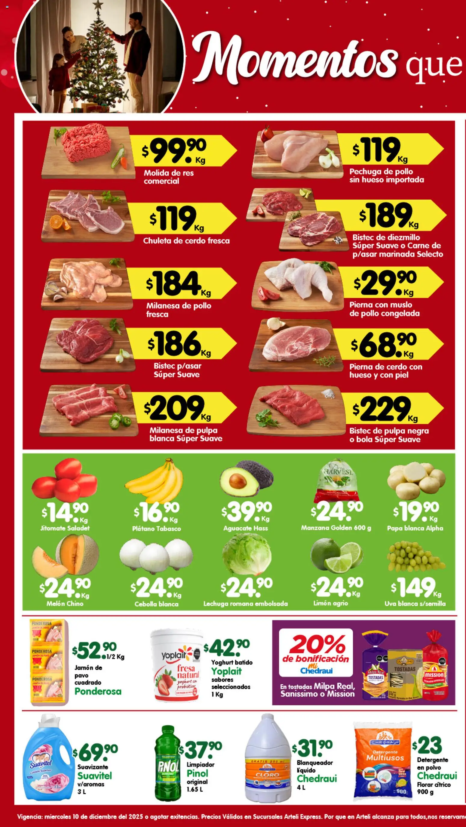 Nuevas ofertas de Arteli válidas en toda la República Mexicana desde el 10.12.2025. ¡Encuentra las mejores ofertas en Arteli folleto Express! | Página: 1 | Productos: Plátano, Milanesa, Papa, Manzana