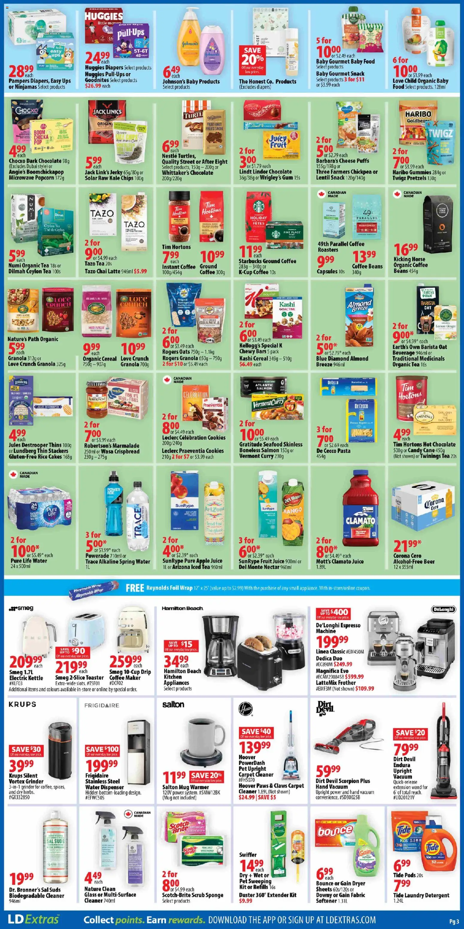 London Drugs flyer valid from 14.11.2025 | Page: 3 | Products: Chips, Coffee maker, Sponge, Beer