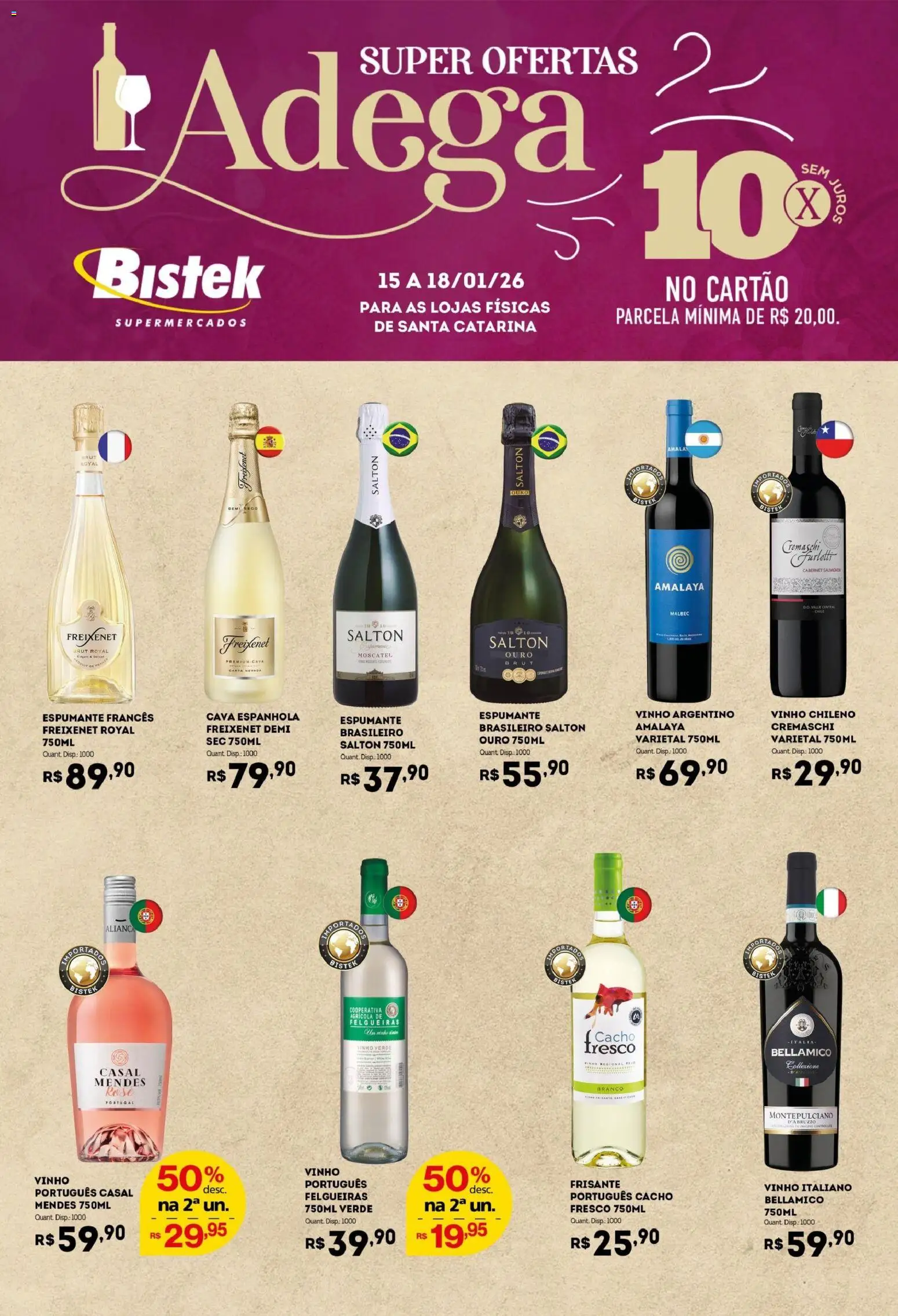 Bistek Supermercados Folheto - válido de 15.01.2026 | Página: 1 | Produtos: Espumante, Vinho