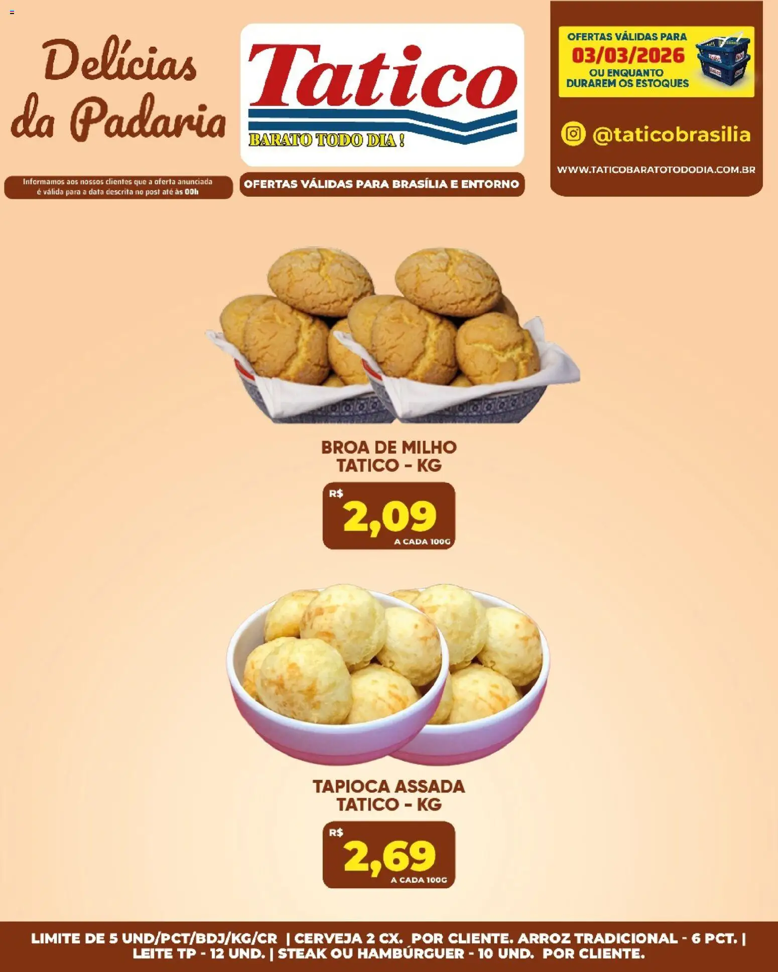 Tatico Folheto - válido de 03.03.2026 | Página: 16 | Produtos: Tapioca, Cerveja, Arroz, Hambúrguer