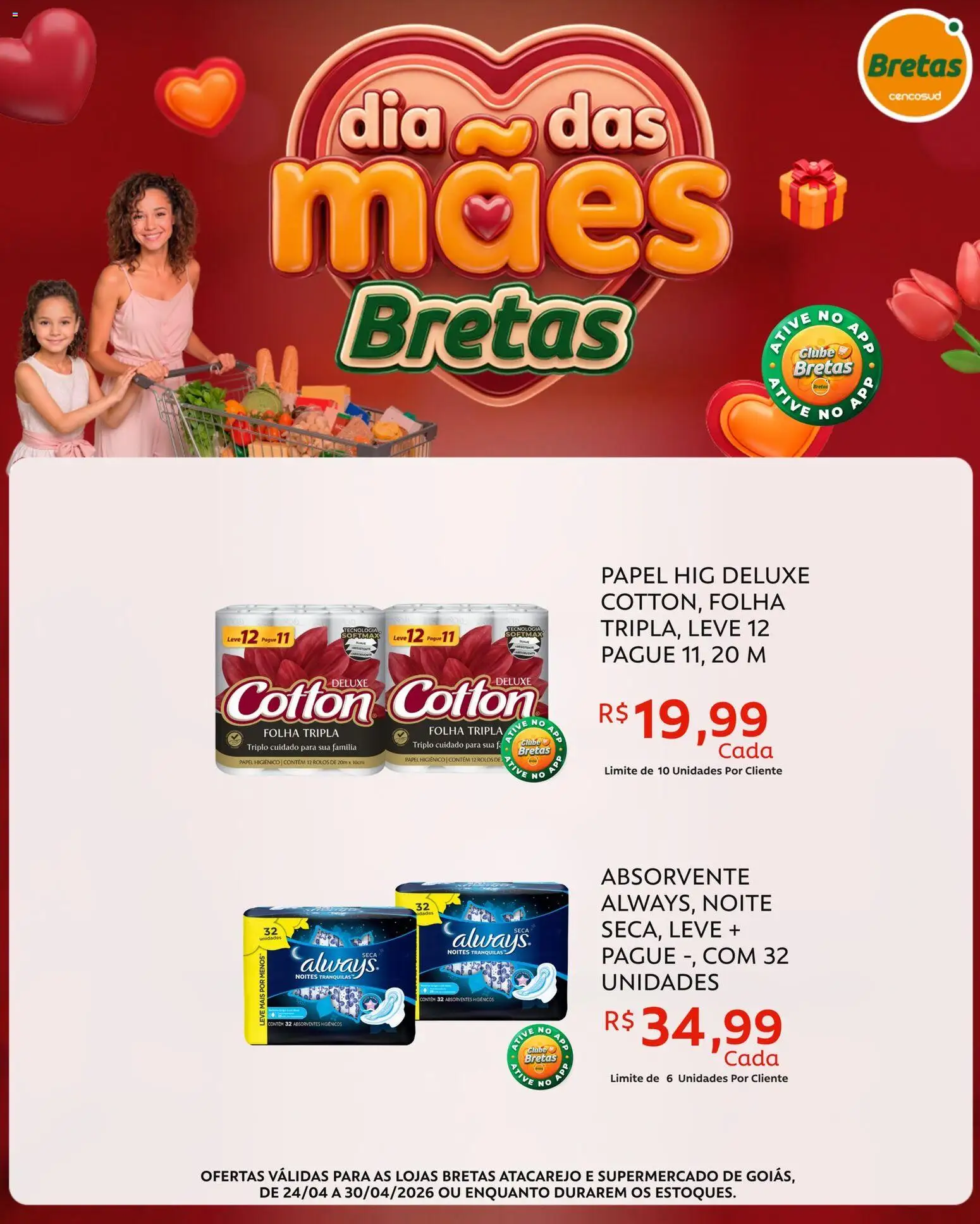 Bretas Folheto - válido de 24.04.2026 | Página: 7 | Produtos: Absorvente, Papel higiênico