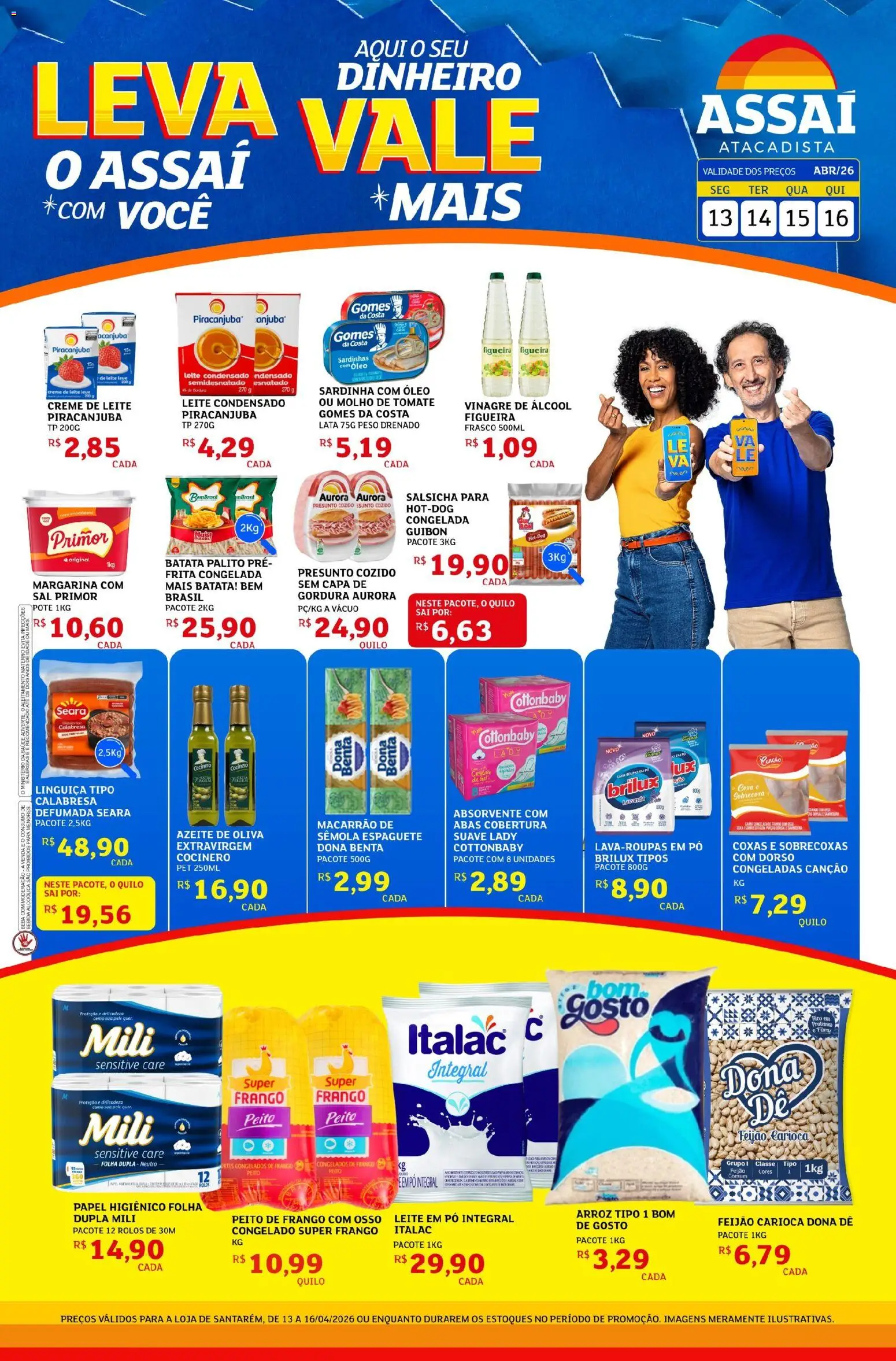 Assaí Atacadista Folheto - válido de 13.04.2026 | Página: 1 | Produtos: Salsicha, Batata, Sardinha, Peito de frango