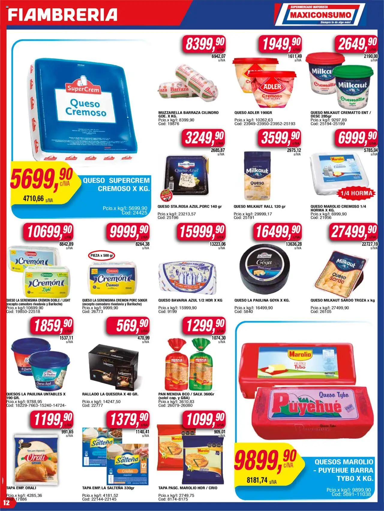 Maxiconsumo ofertas │ válido desde el 11.08.2025 | Página: 12 | Productos: Muzzarella, Pan, Salame, Té