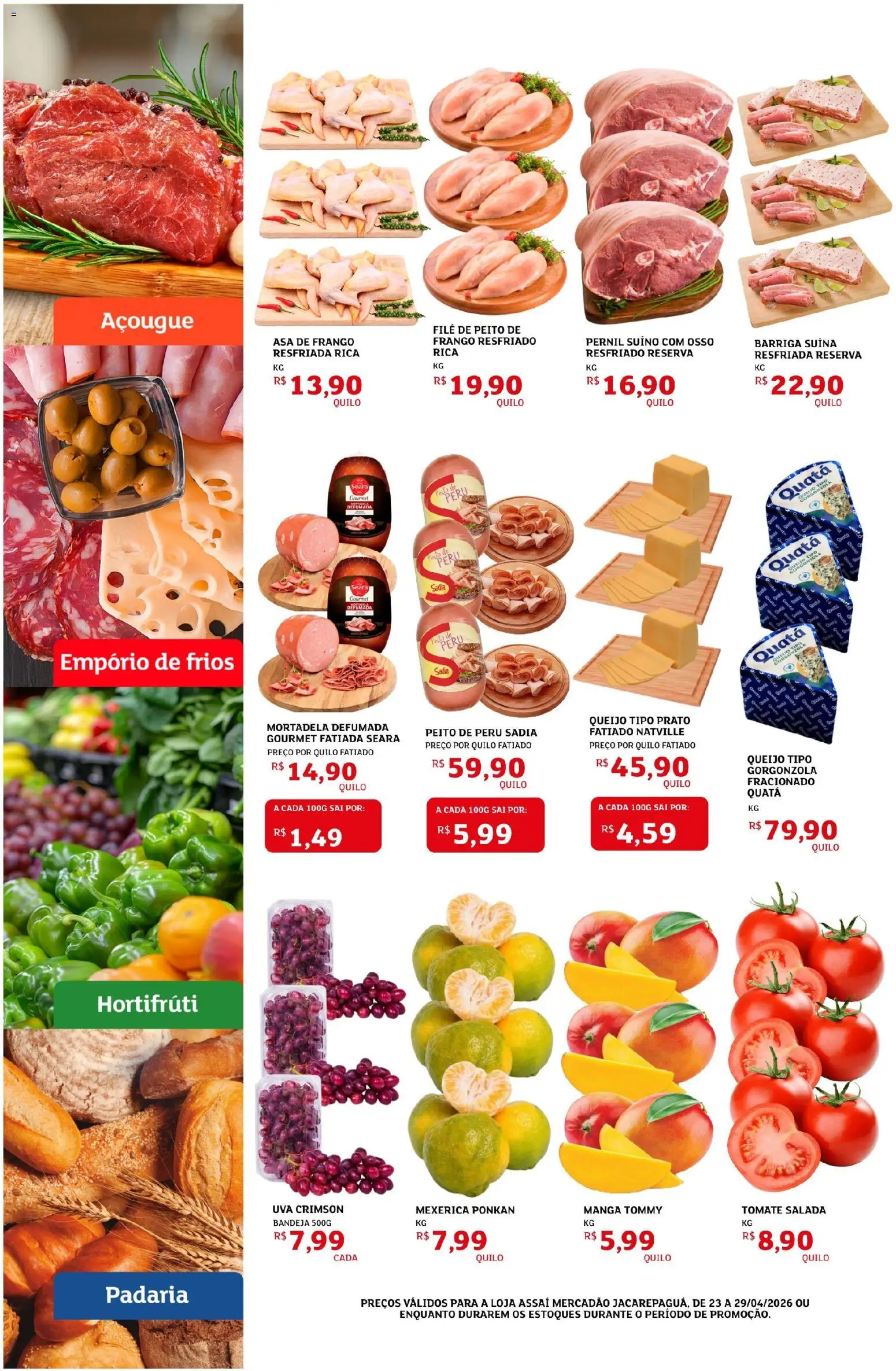 Assaí Atacadista Folheto - válido de 24.04.2026 | Página: 2 | Produtos: Mexerica, Asa de frango, Queijo, Peito de peru