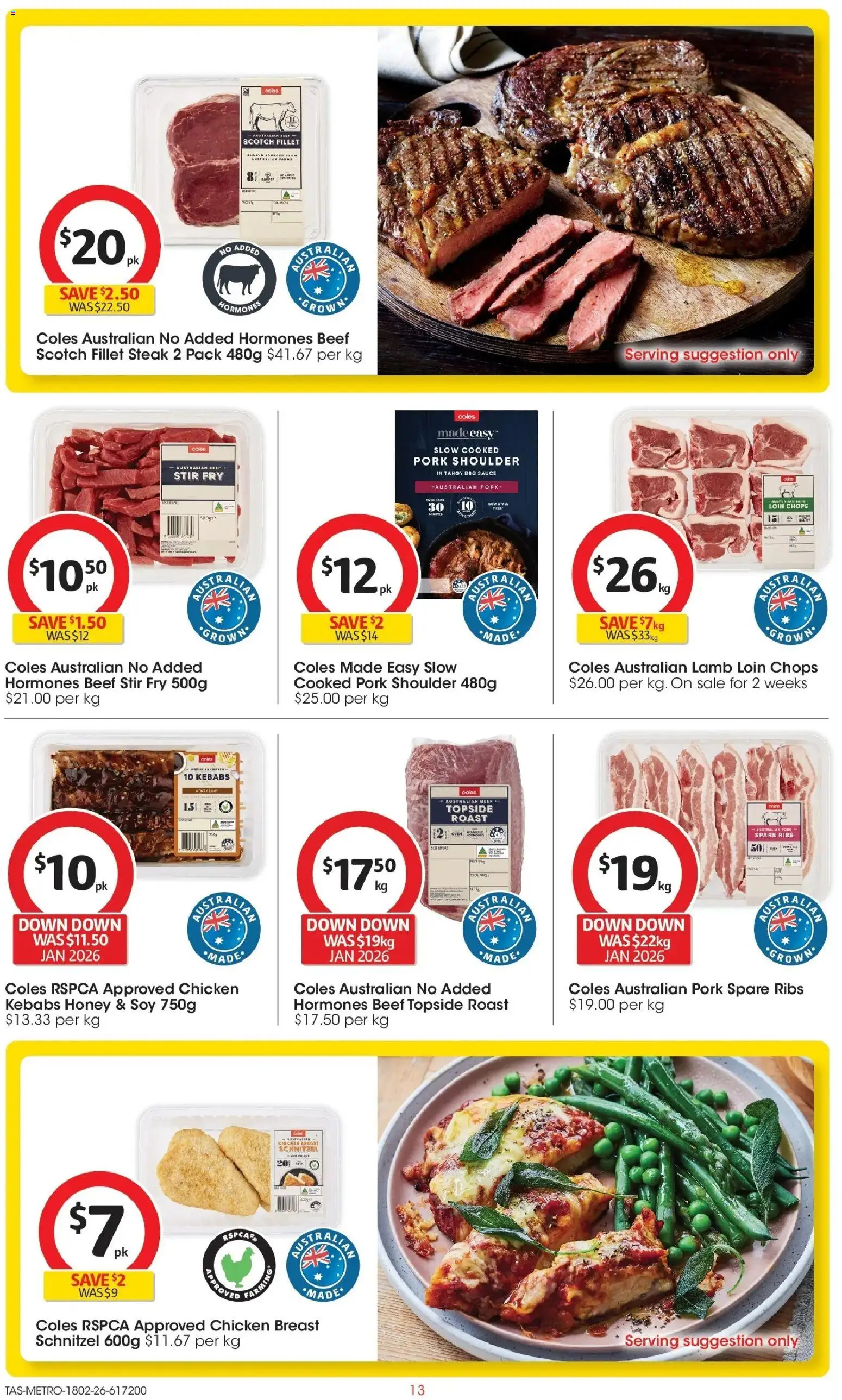 Coles catalogue - valid from 18.02.2026 | Page: 13 | Products: Lamb, Beef, Steak, Scotch