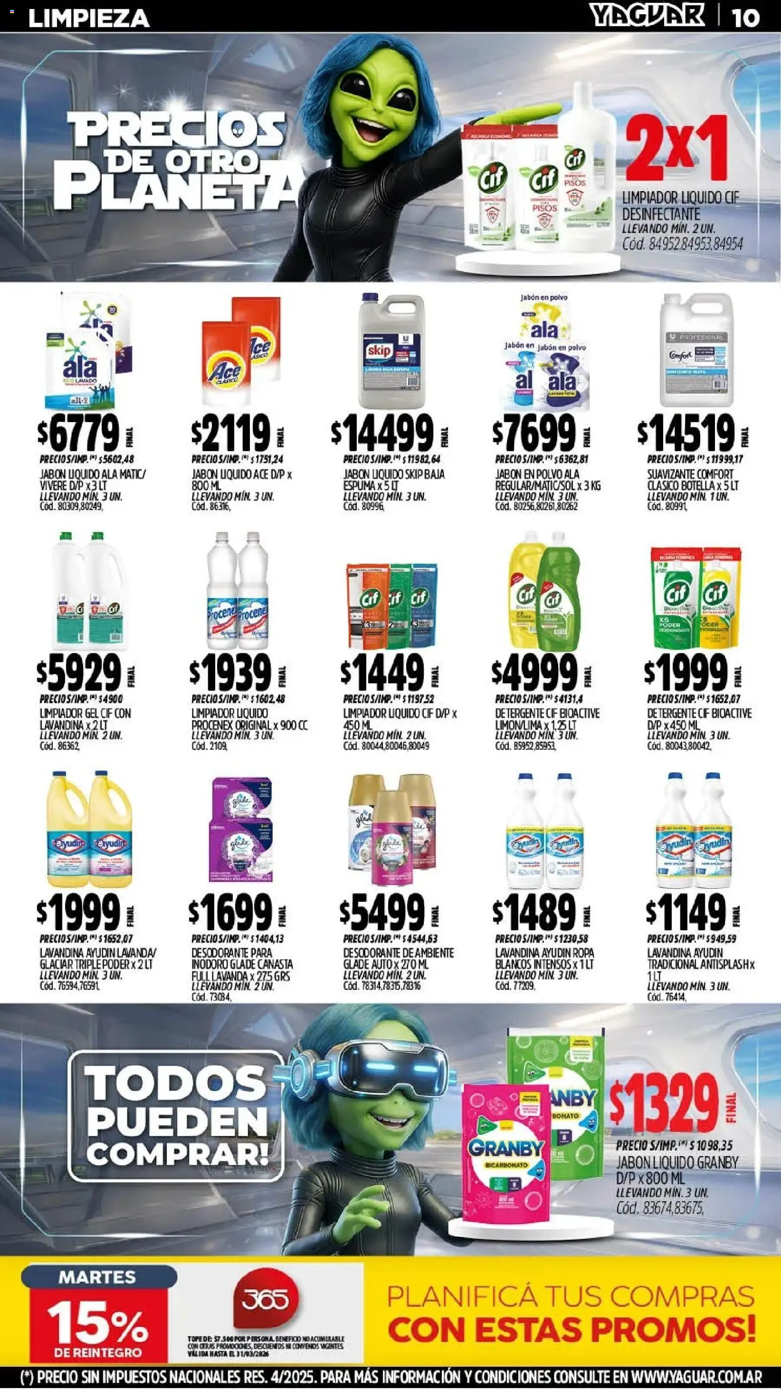 Yaguar - Oferta Semanal Neuquen │ válido desde el 09.03.2026 | Página: 10 | Productos: Desodorante de ambiente, Lavandina, Ropa, Limpiador