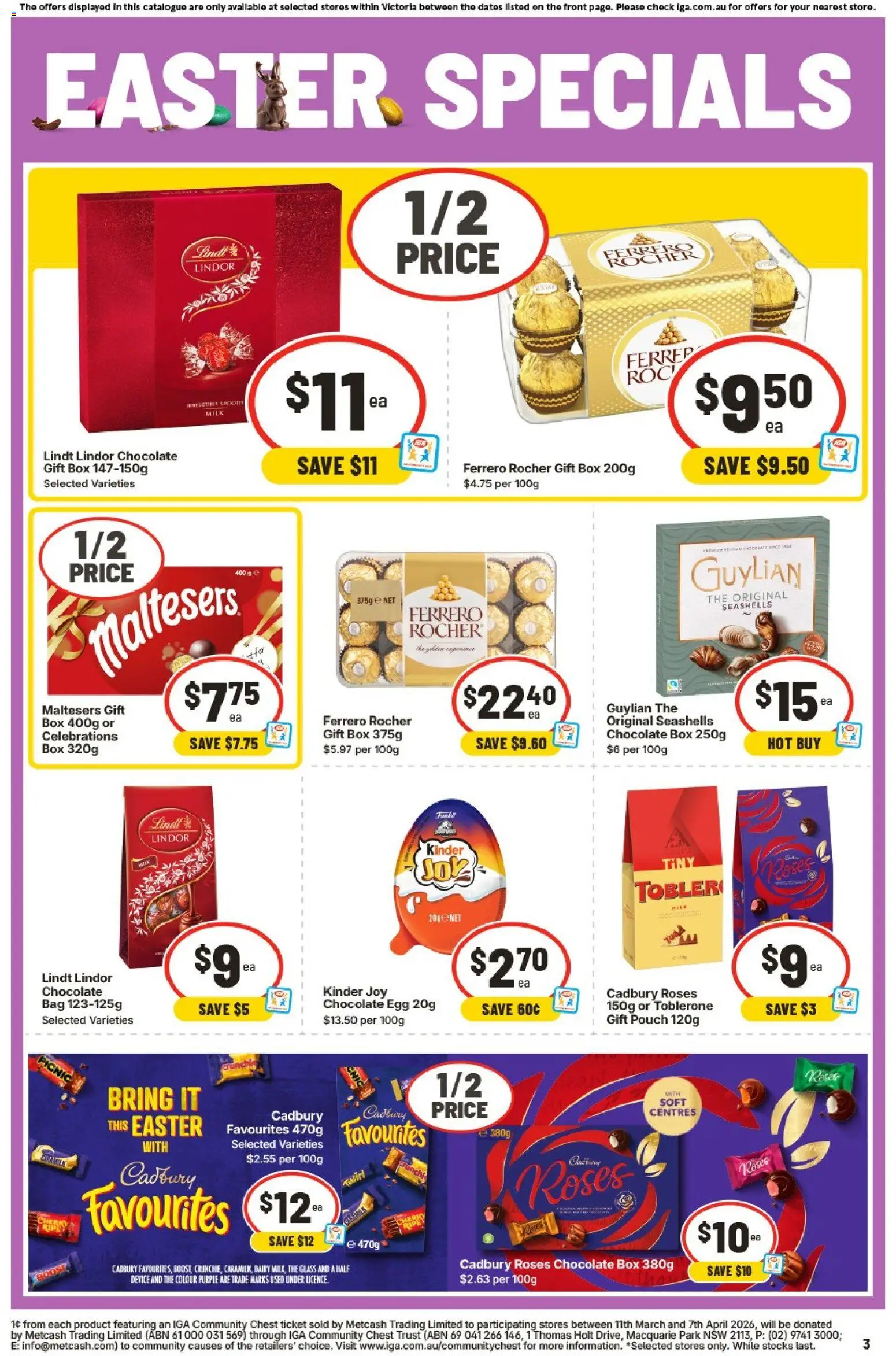 IGA catalogue - valid from 01.04.2026 | Page: 6 | Products: Chocolate, Chicken, Prawns, Salad