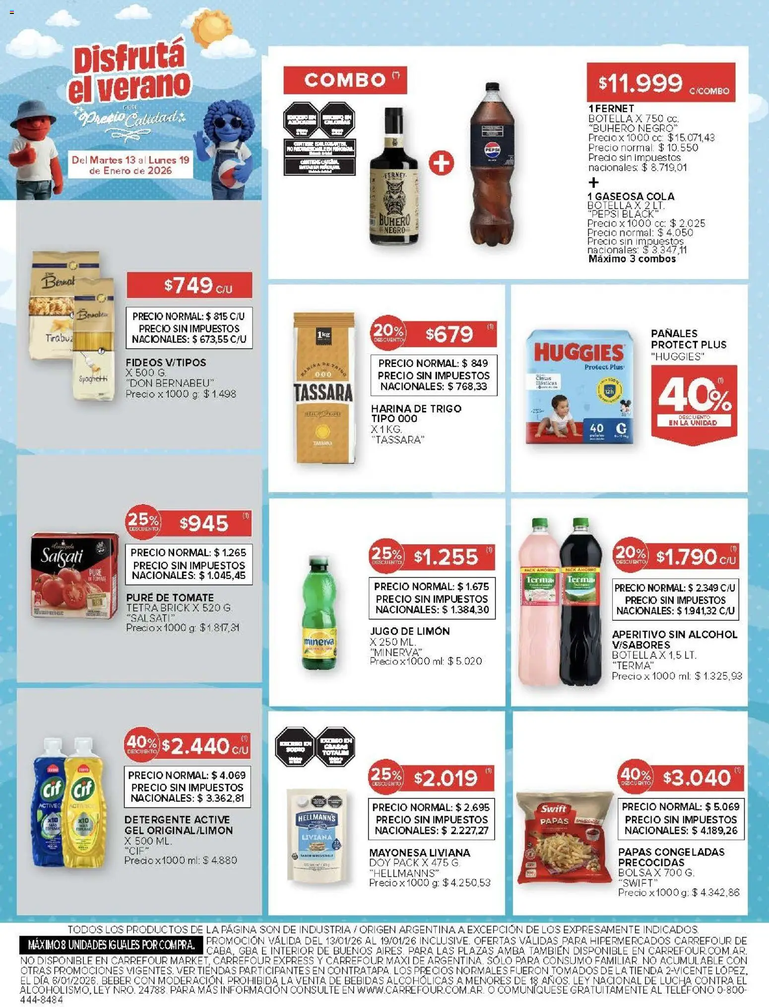 Carrefour ofertas │ válido desde el 13.01.2026 | Página: 13 | Productos: Teléfono, Harina, Limón, Jugo