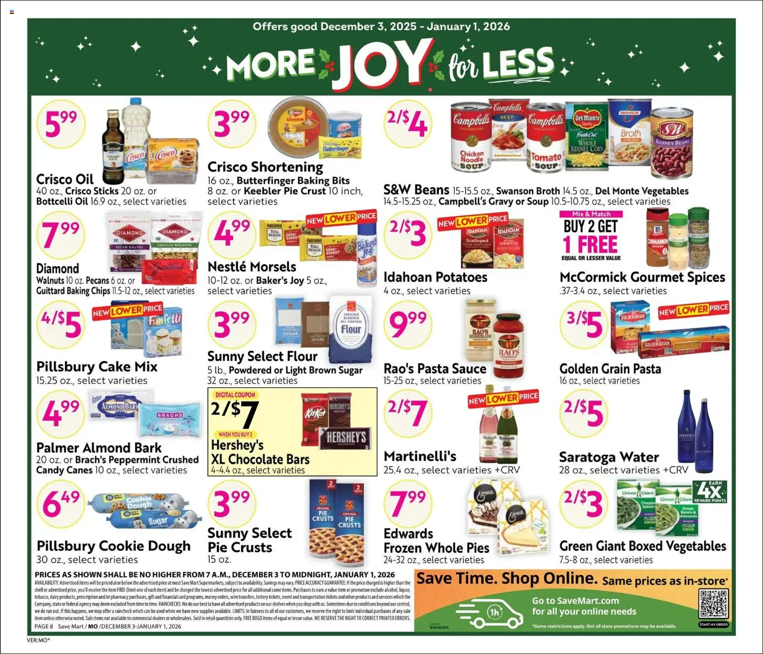 Save Mart Big Book of Savings - valid from 03.12.2025 | Page: 8 | Products: Pasta, Spices, Potatoes, Sauce