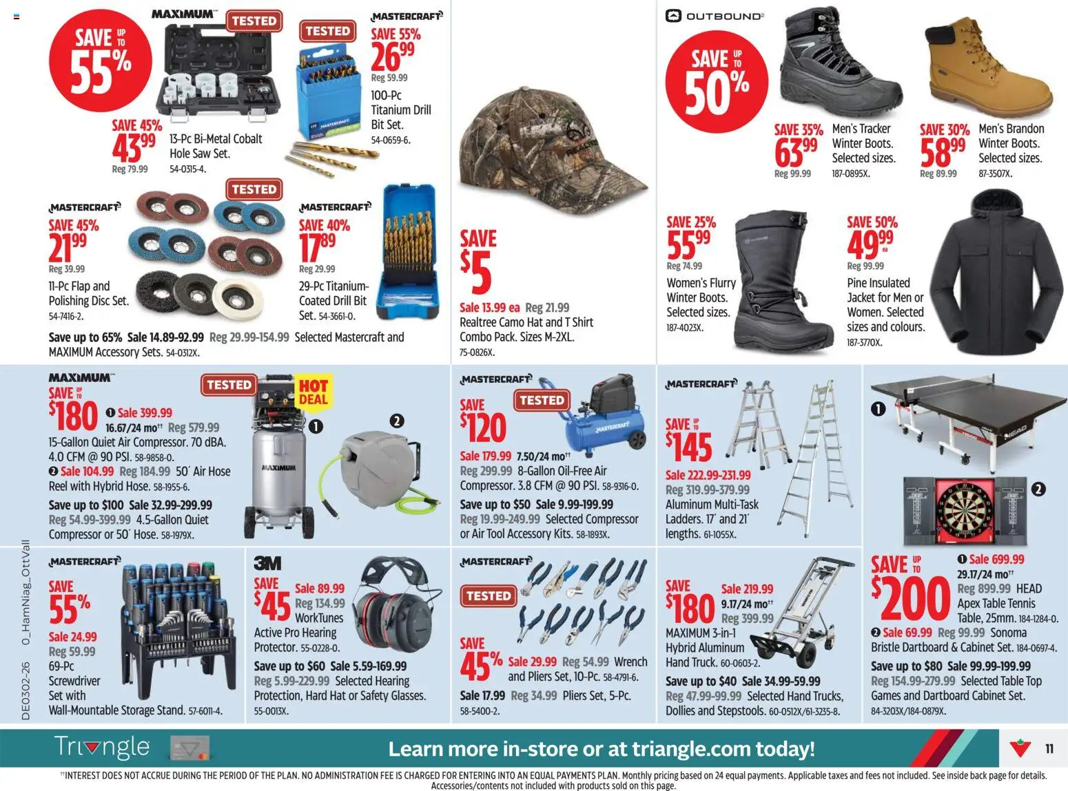 Canadian Tire flyer valid from 08.01.2026 | Page: 11 | Products: Table, Cabinet, Shirt, Jacket