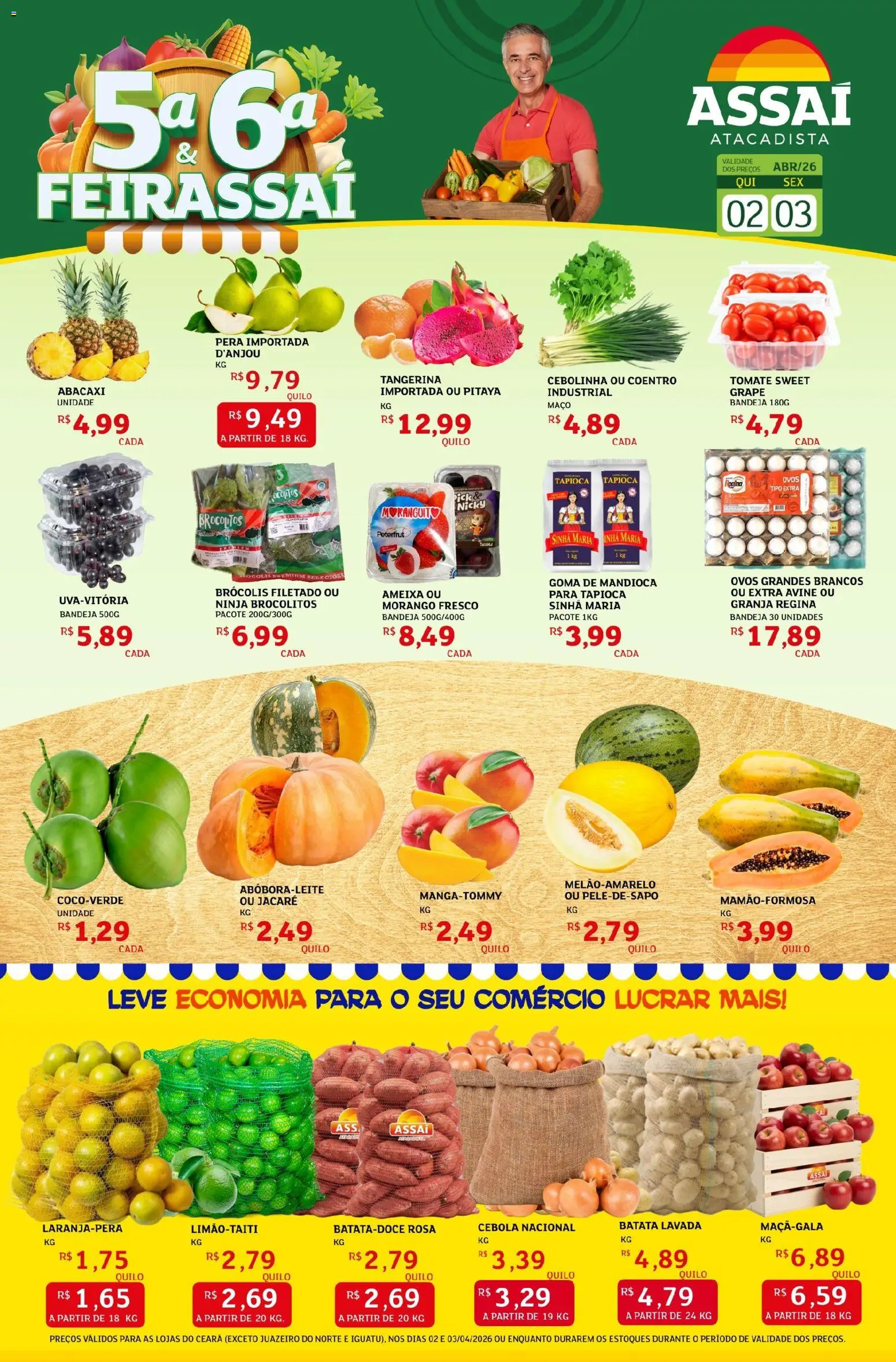 Assaí Atacadista Folheto - válido de 02.04.2026 | Página: 1 | Produtos: Tapioca, Ovos, Bandeja, Batata