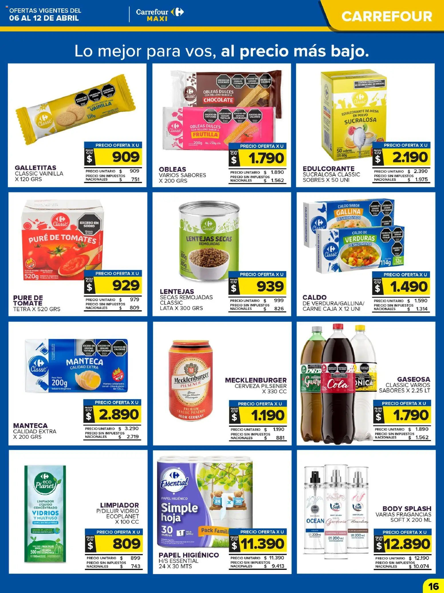 Carrefour Maxi catálogo │ válido desde el 06.04.2026 | Página: 16 | Productos: Galletitas, Caja, Tomate, Chocolate