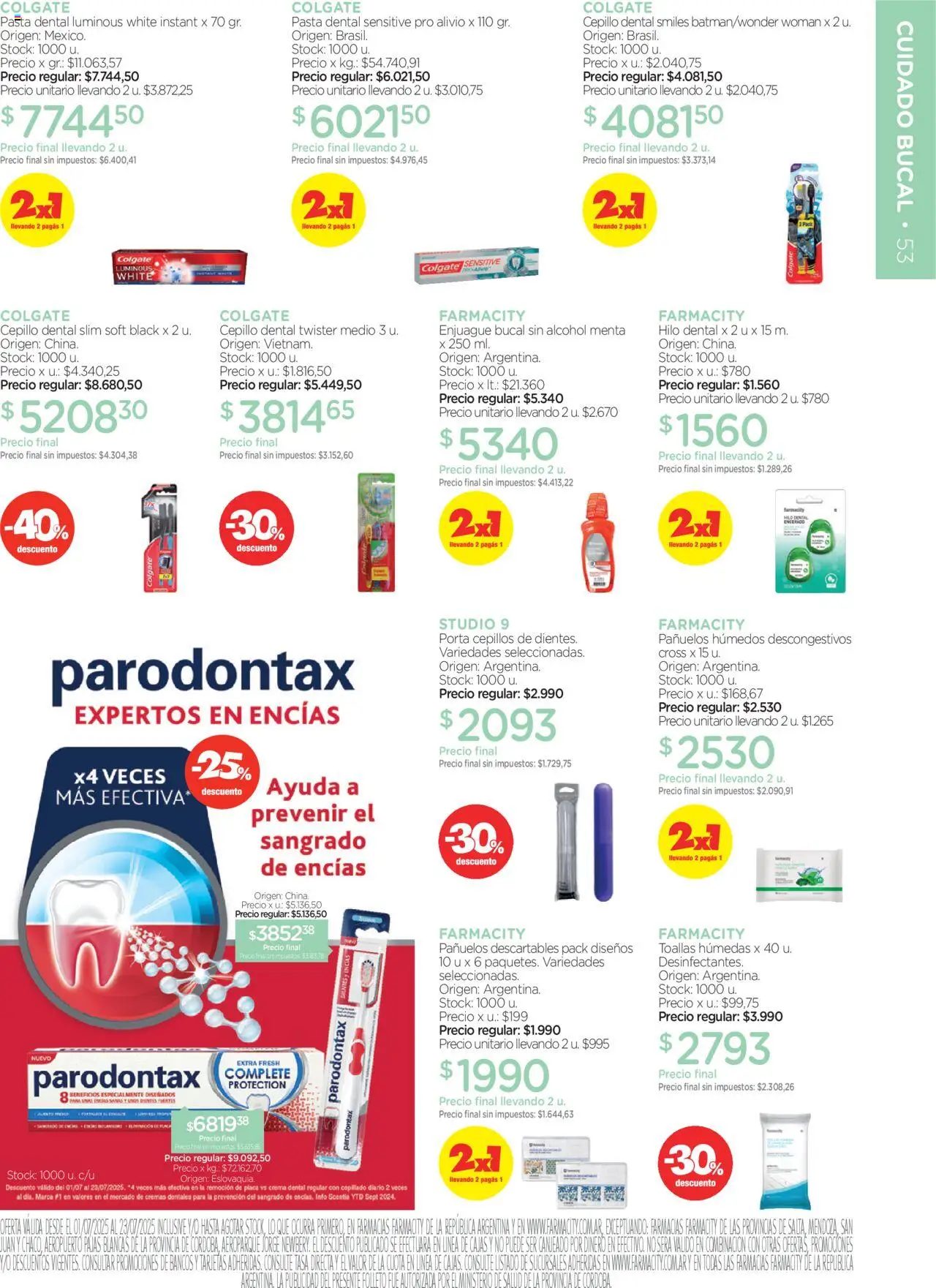 Farmacity catálogo │ válido desde el 01.07.2025 | Página: 53 | Productos: Cepillo, Enjuague bucal, Pasta, Hilo dental