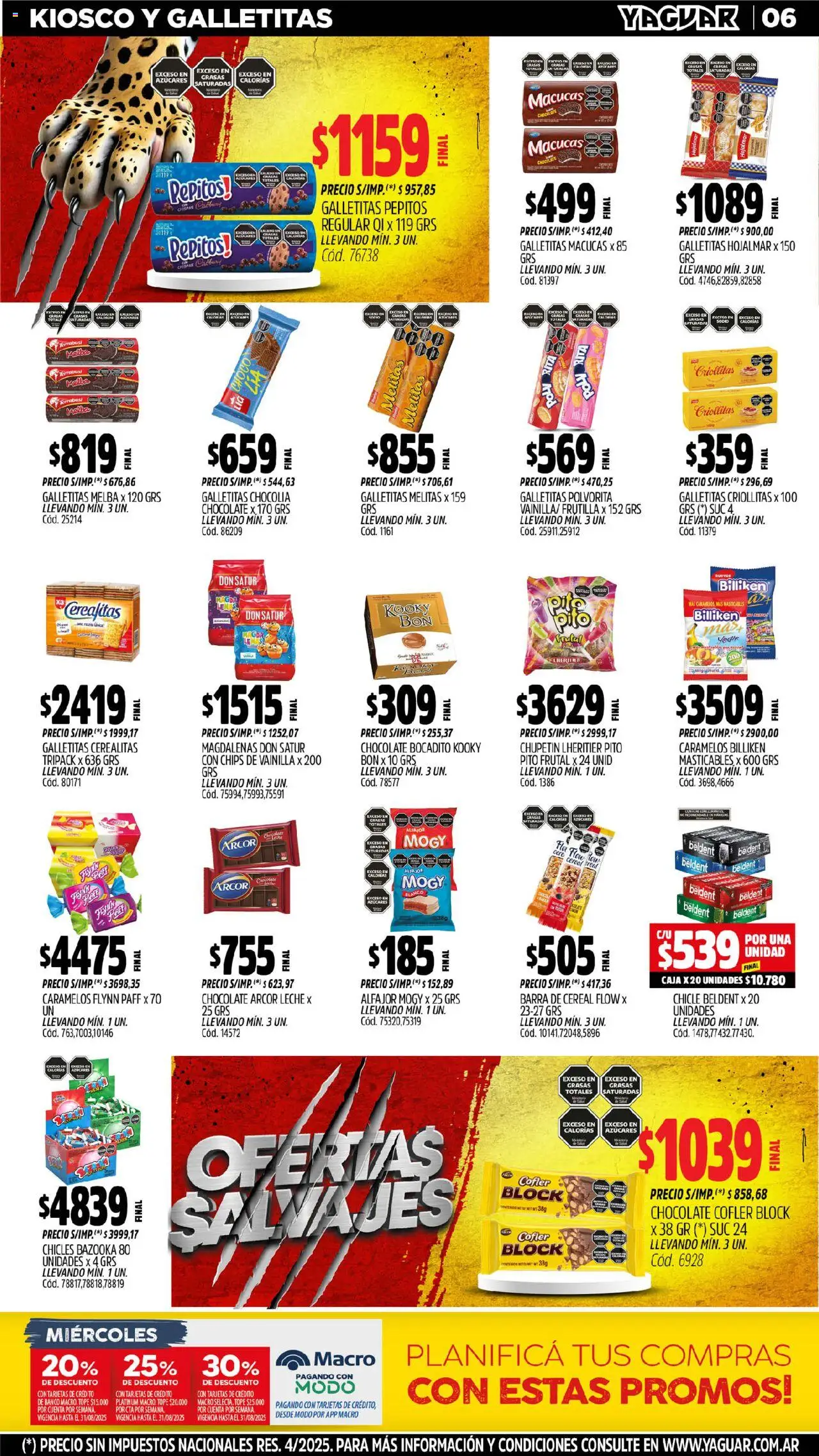 Yaguar - General Roca │ válido desde el 04.08.2025 | Página: 6 | Productos: Caja, Chocolate, Chicle, Alfajor